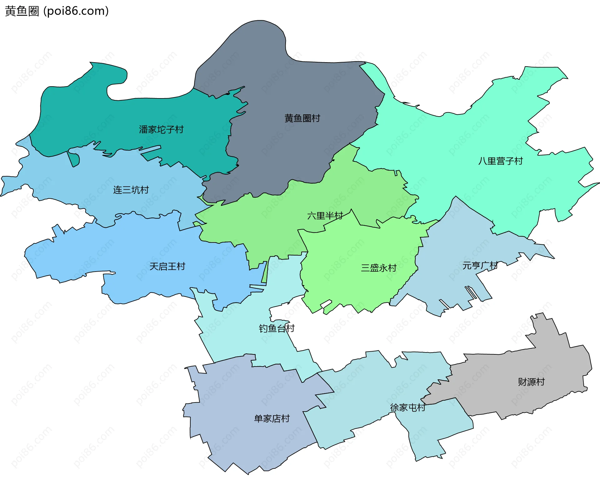 黄鱼圈边界地图(五级行政区划)