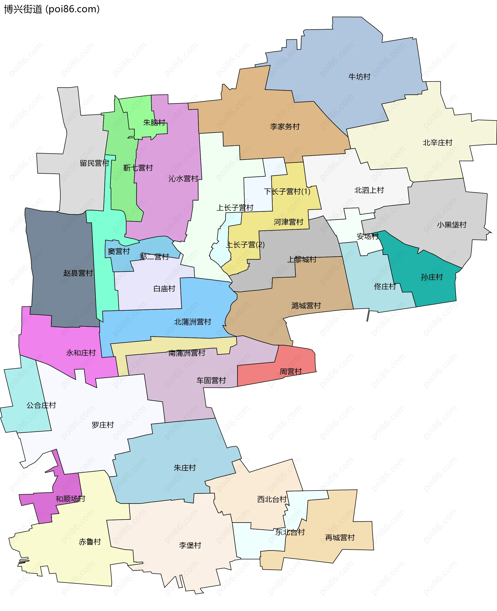 博兴街道边界地图(五级行政区划)