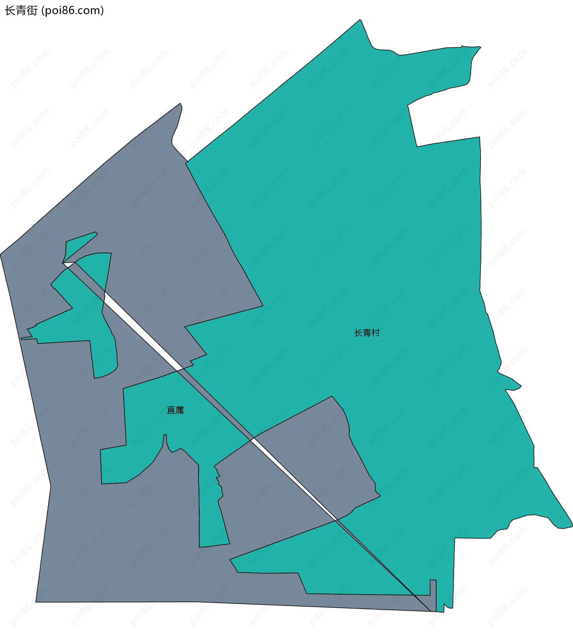 长青街边界地图(五级行政区划)