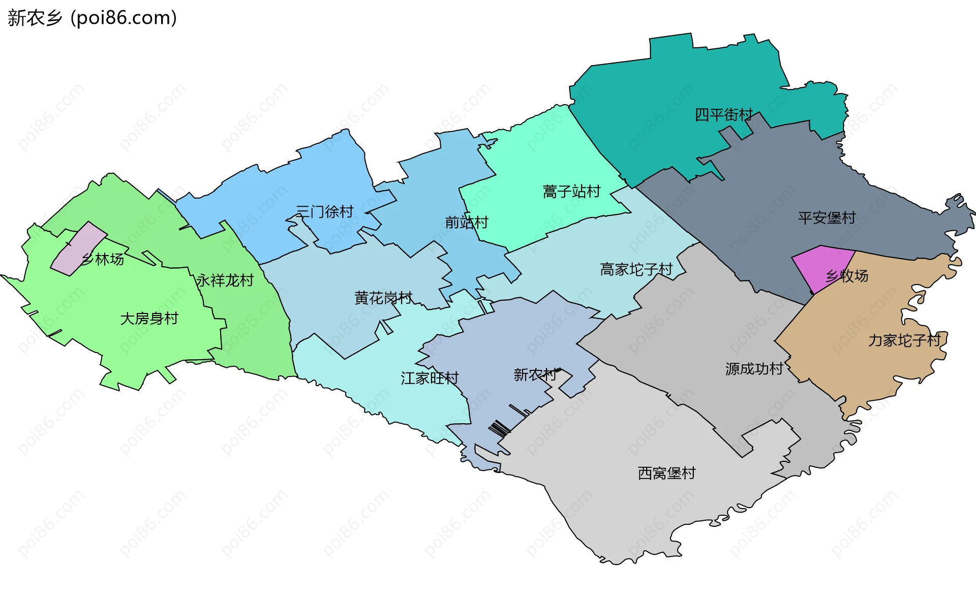 新农乡边界地图(五级行政区划)