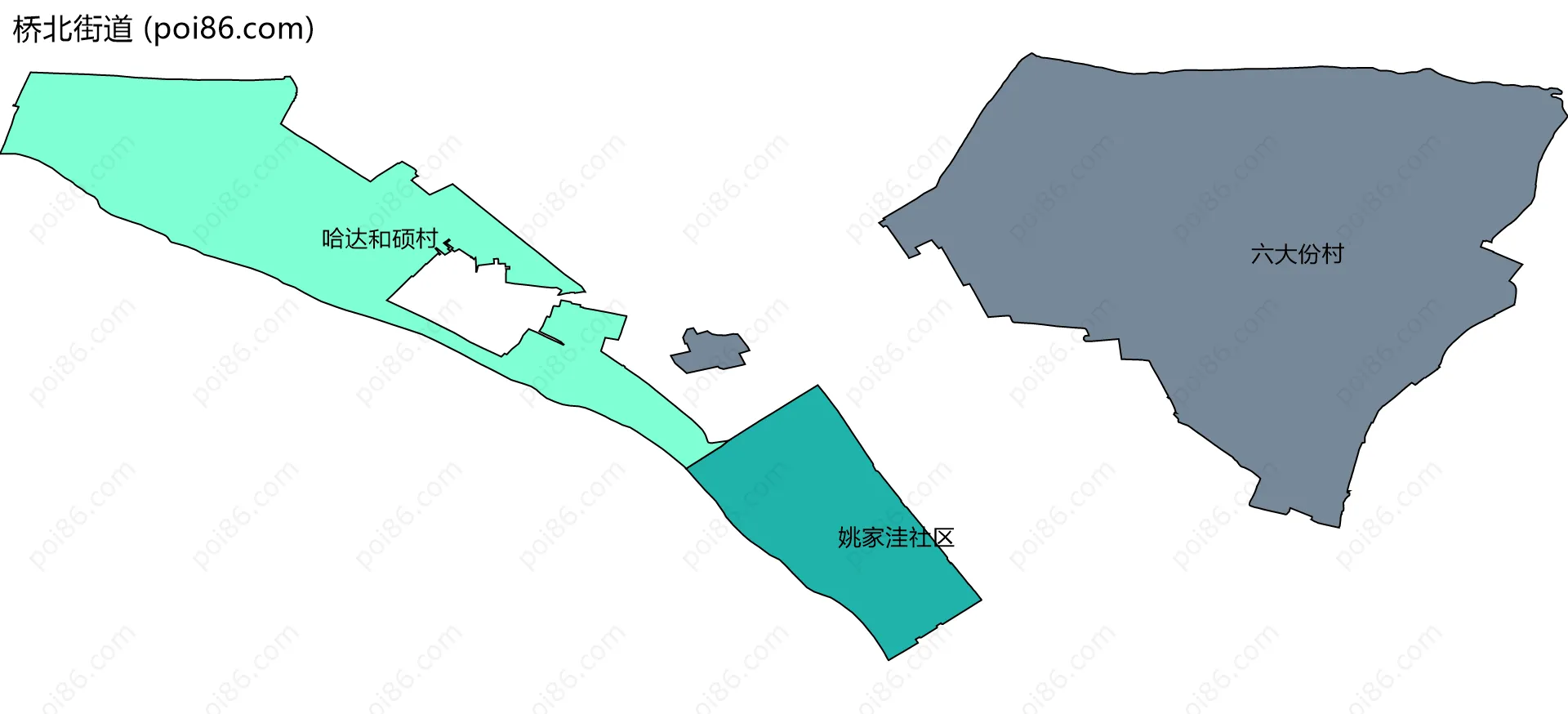 桥北街道边界地图(五级行政区划)