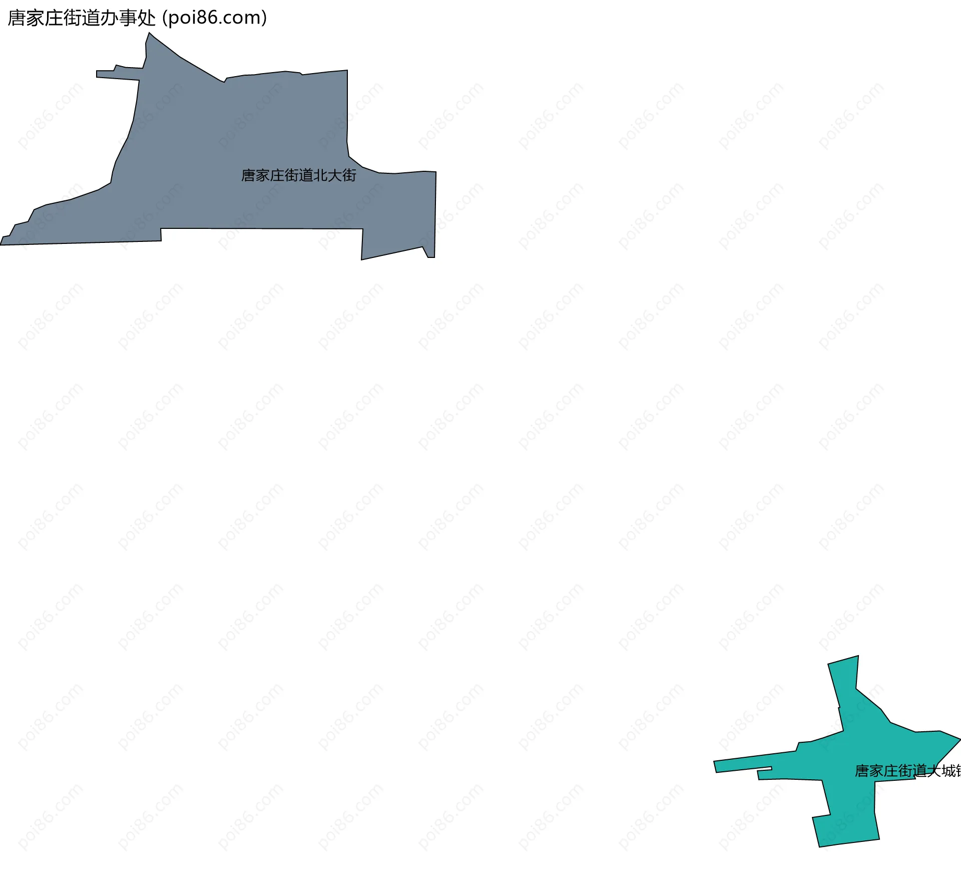 唐家庄街道办事处边界地图(五级行政区划)