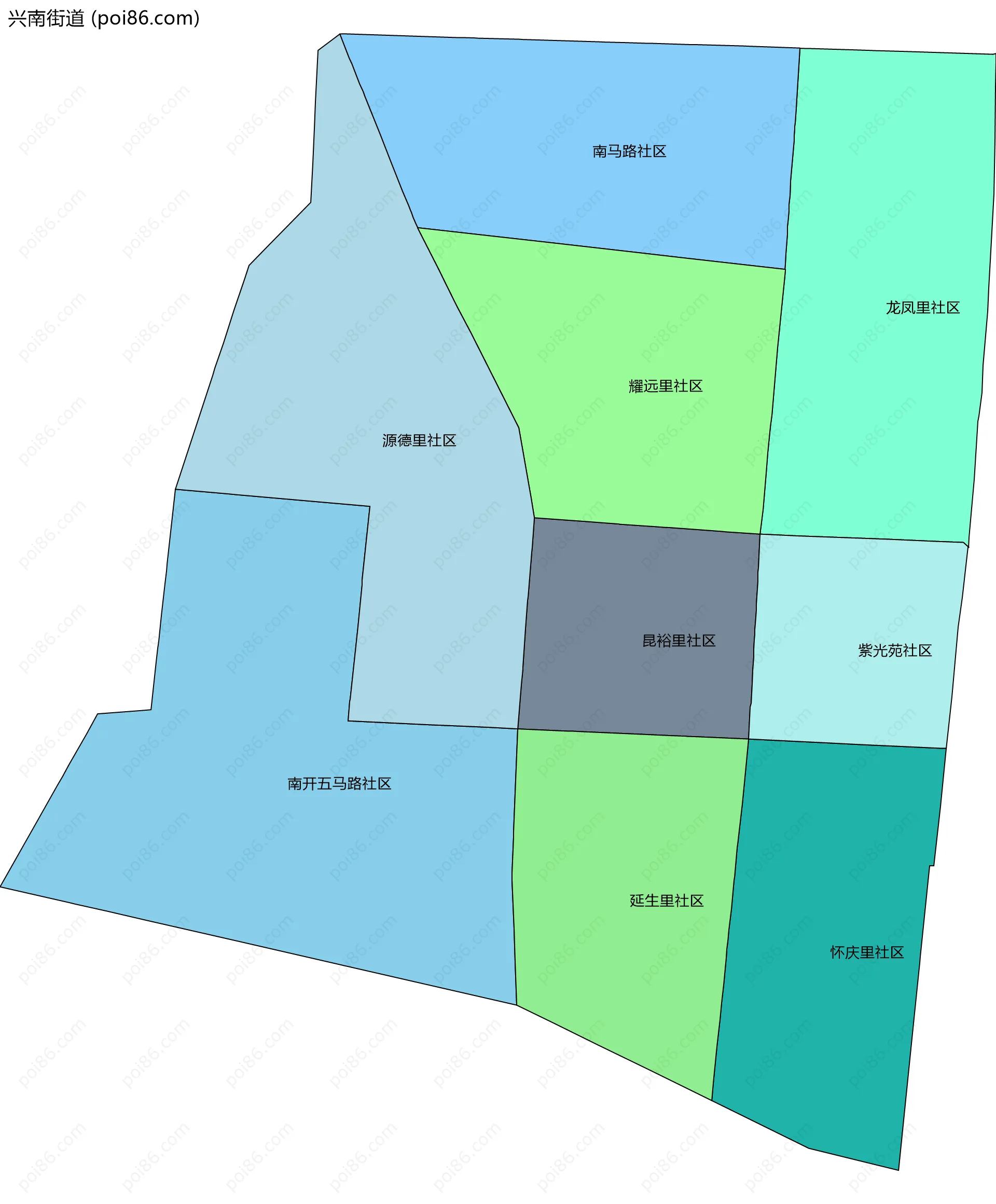 兴南街道边界地图(五级行政区划)