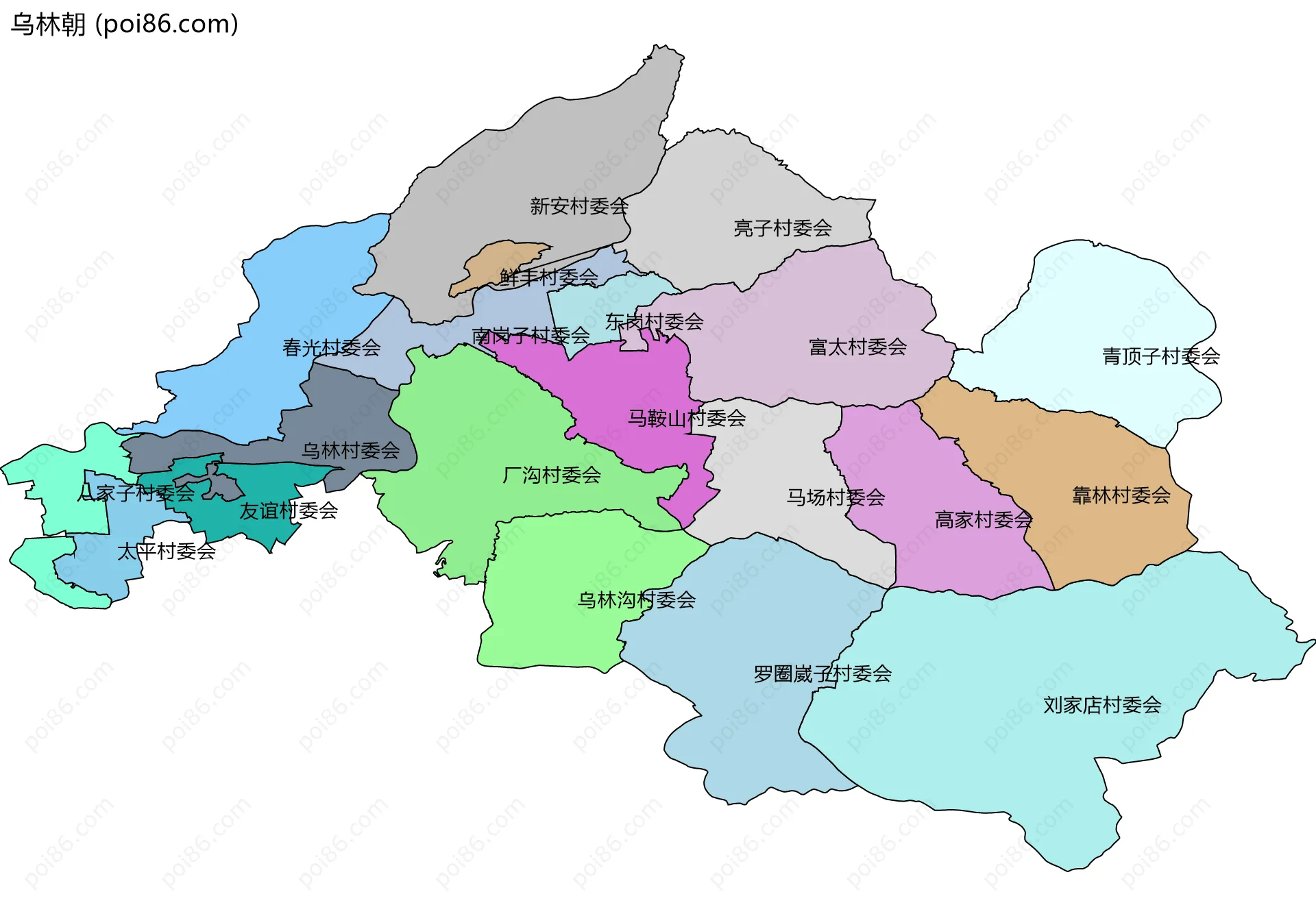 乌林朝边界地图(五级行政区划)