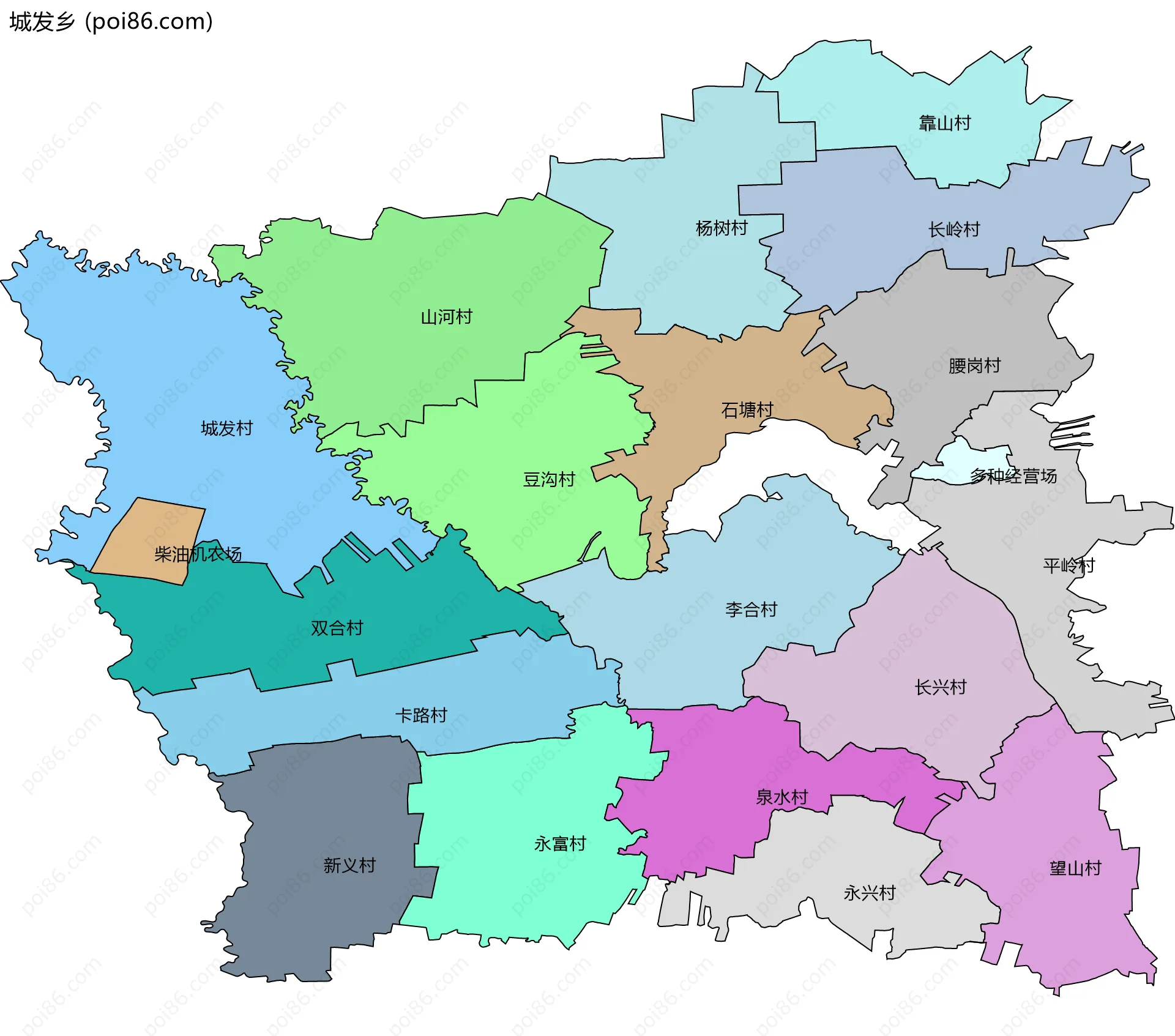 城发乡边界地图(五级行政区划)
