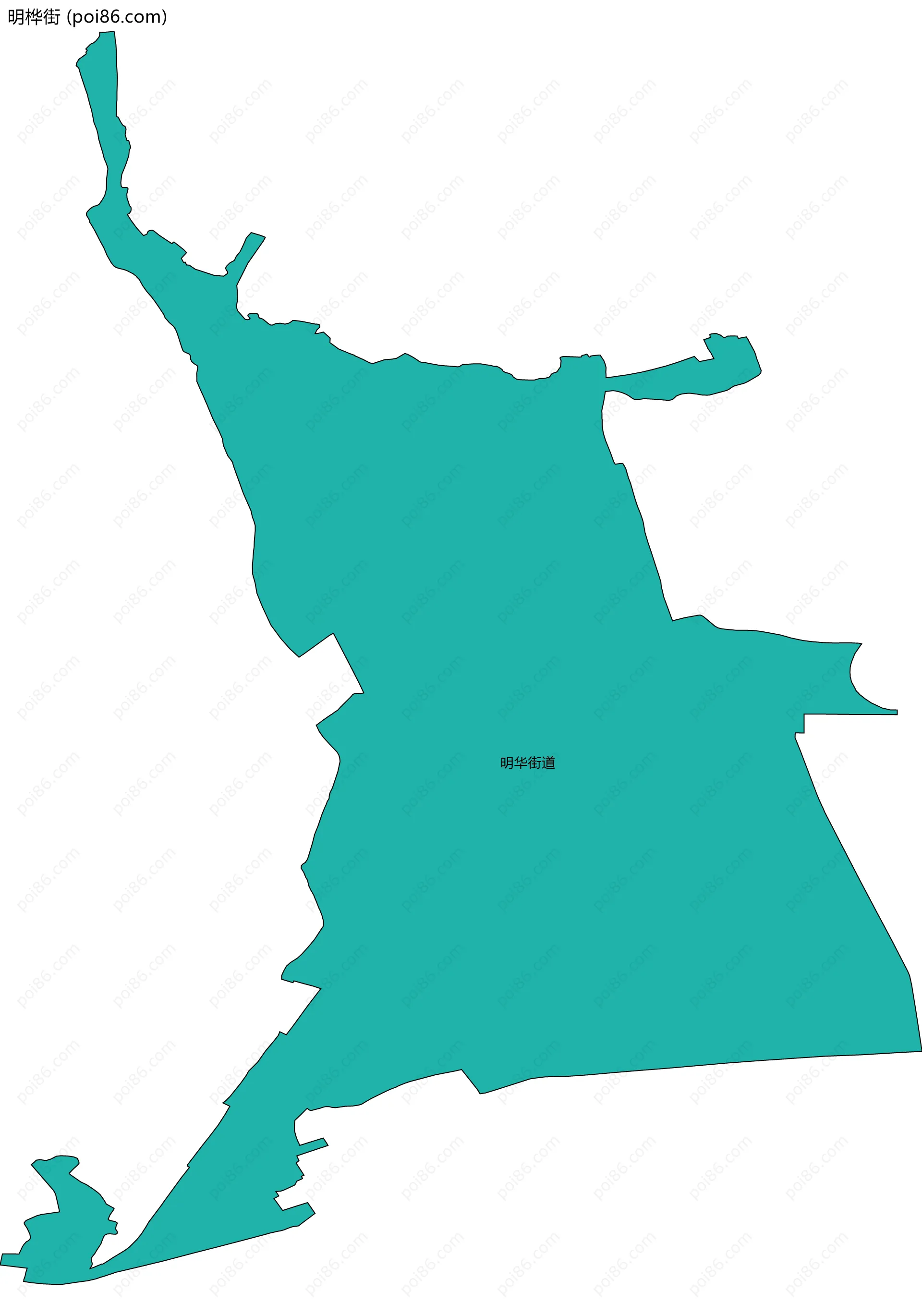 明桦街边界地图(五级行政区划)