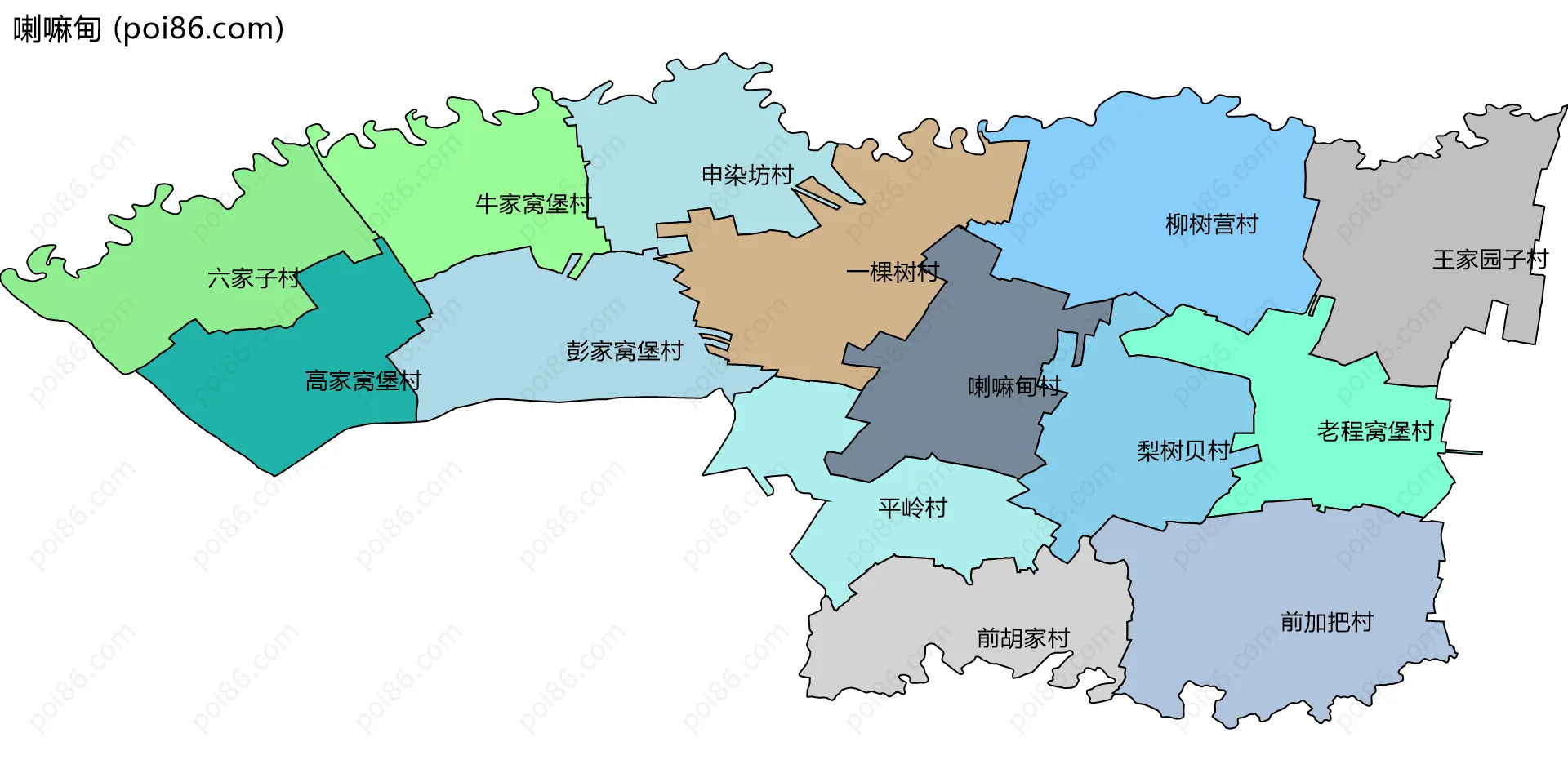 喇嘛甸边界地图(五级行政区划)