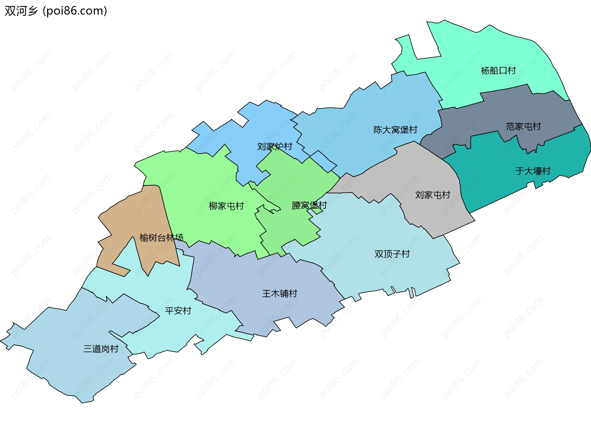 双河乡边界地图(五级行政区划)