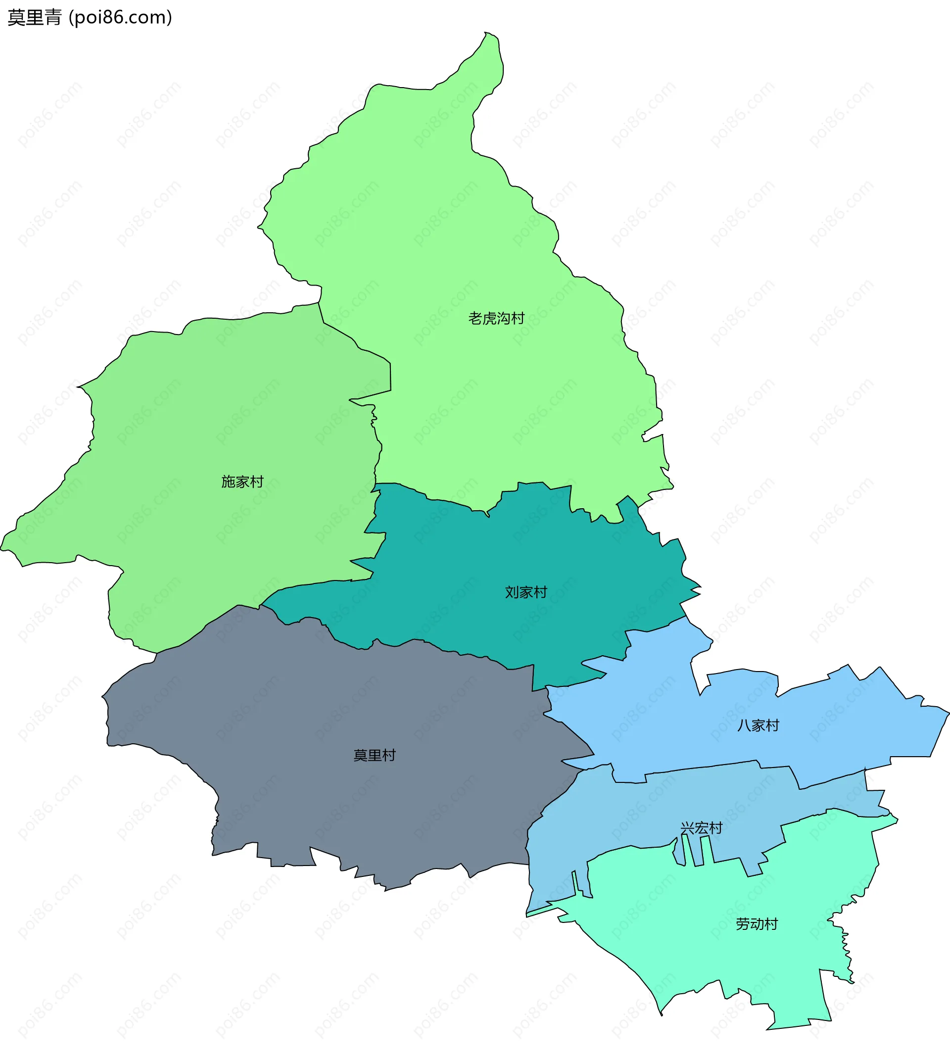 莫里青边界地图(五级行政区划)