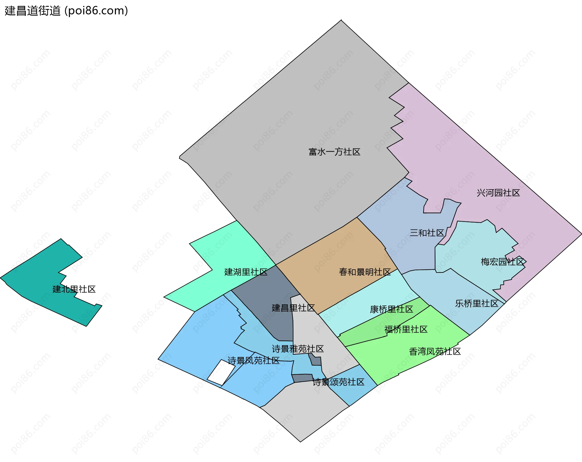 建昌道街道边界地图(五级行政区划)