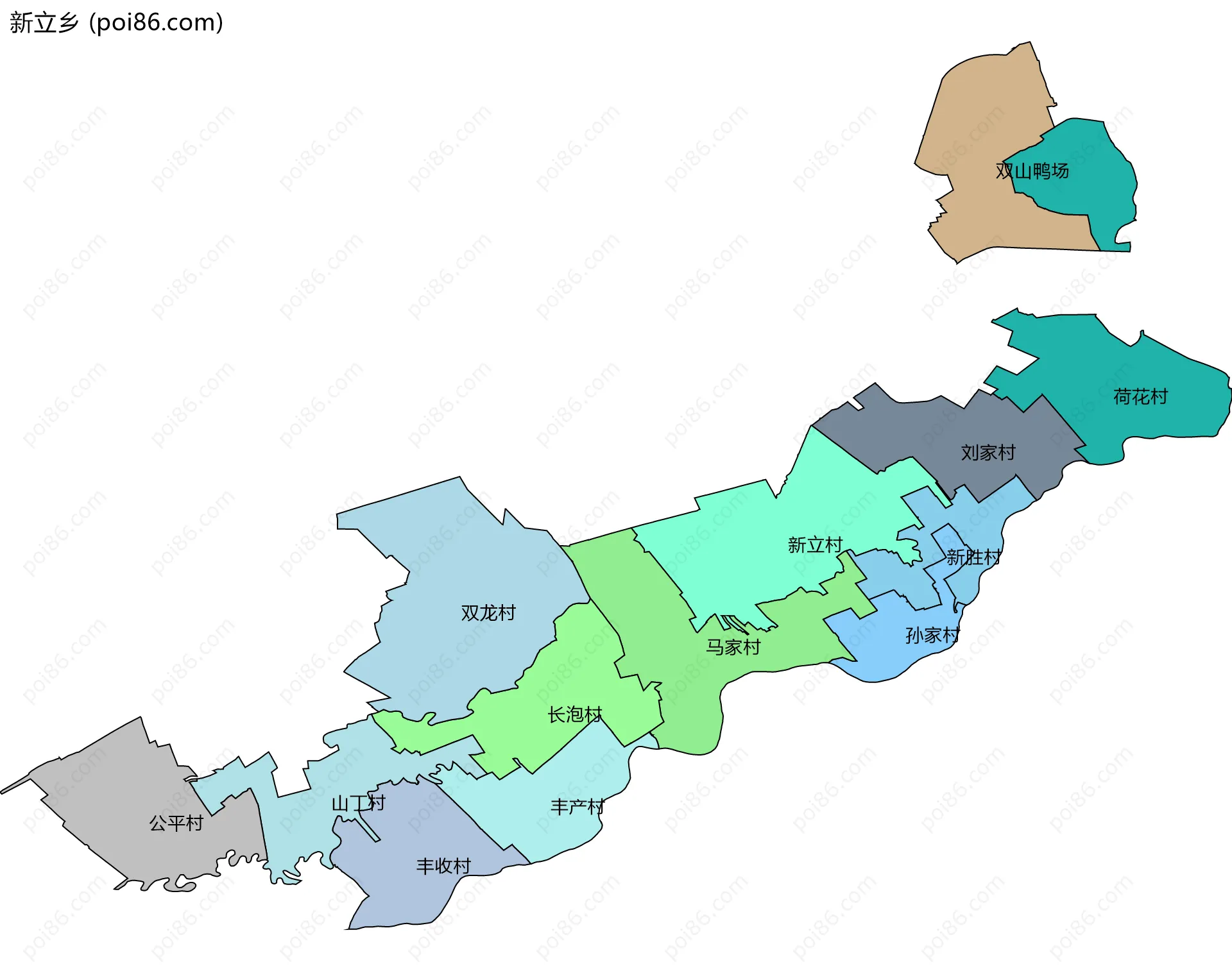 新立乡边界地图(五级行政区划)