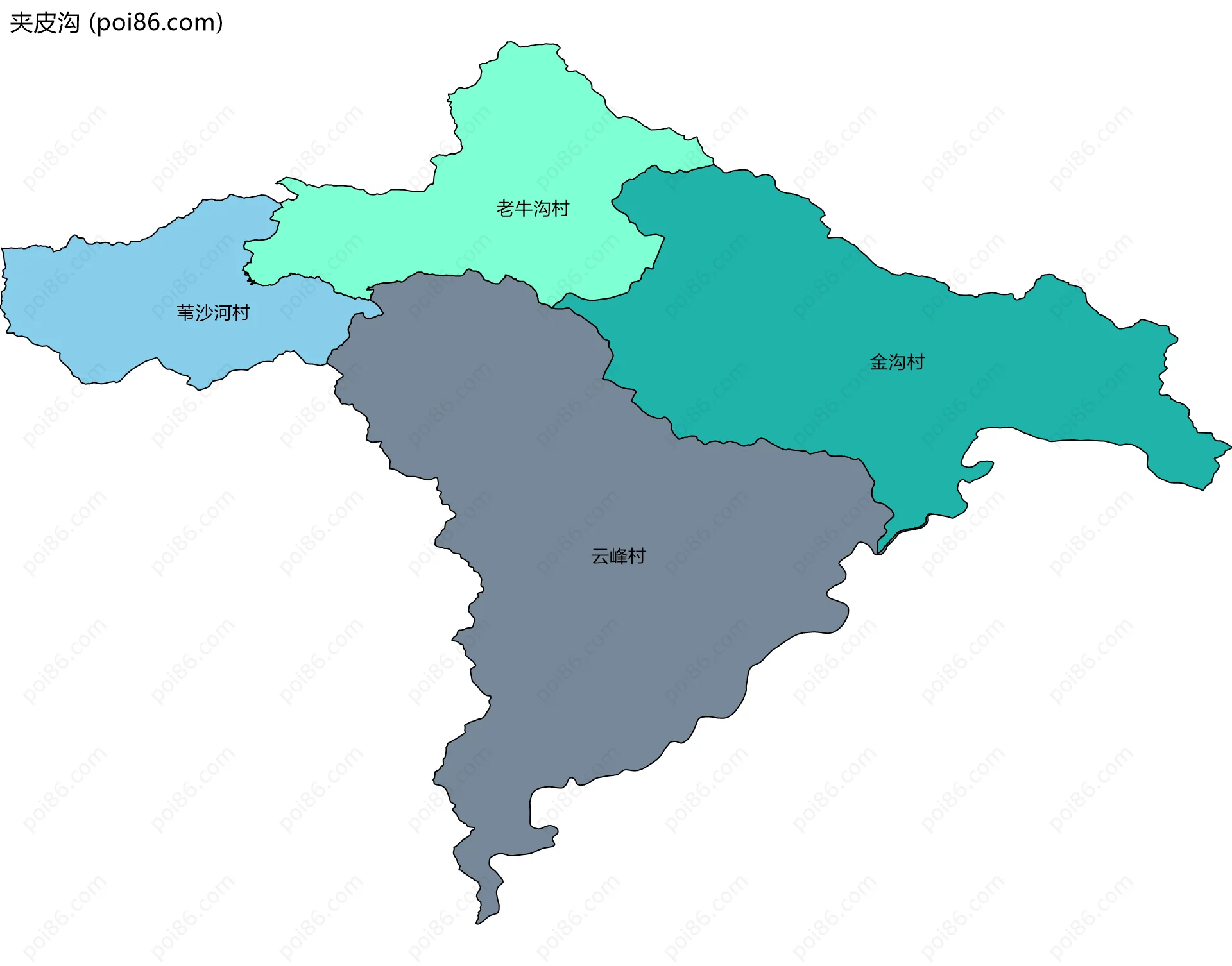 夹皮沟边界地图(五级行政区划)