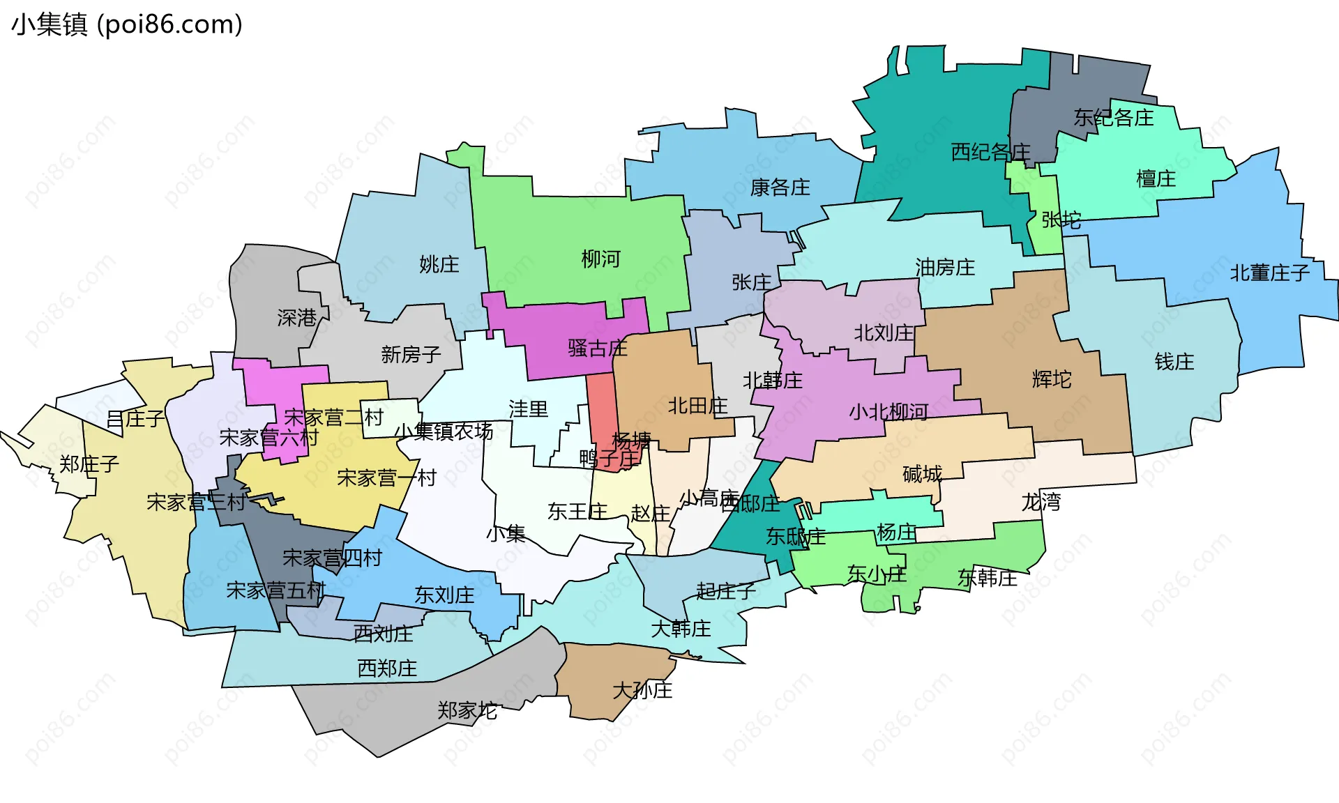 小集镇边界地图(五级行政区划)