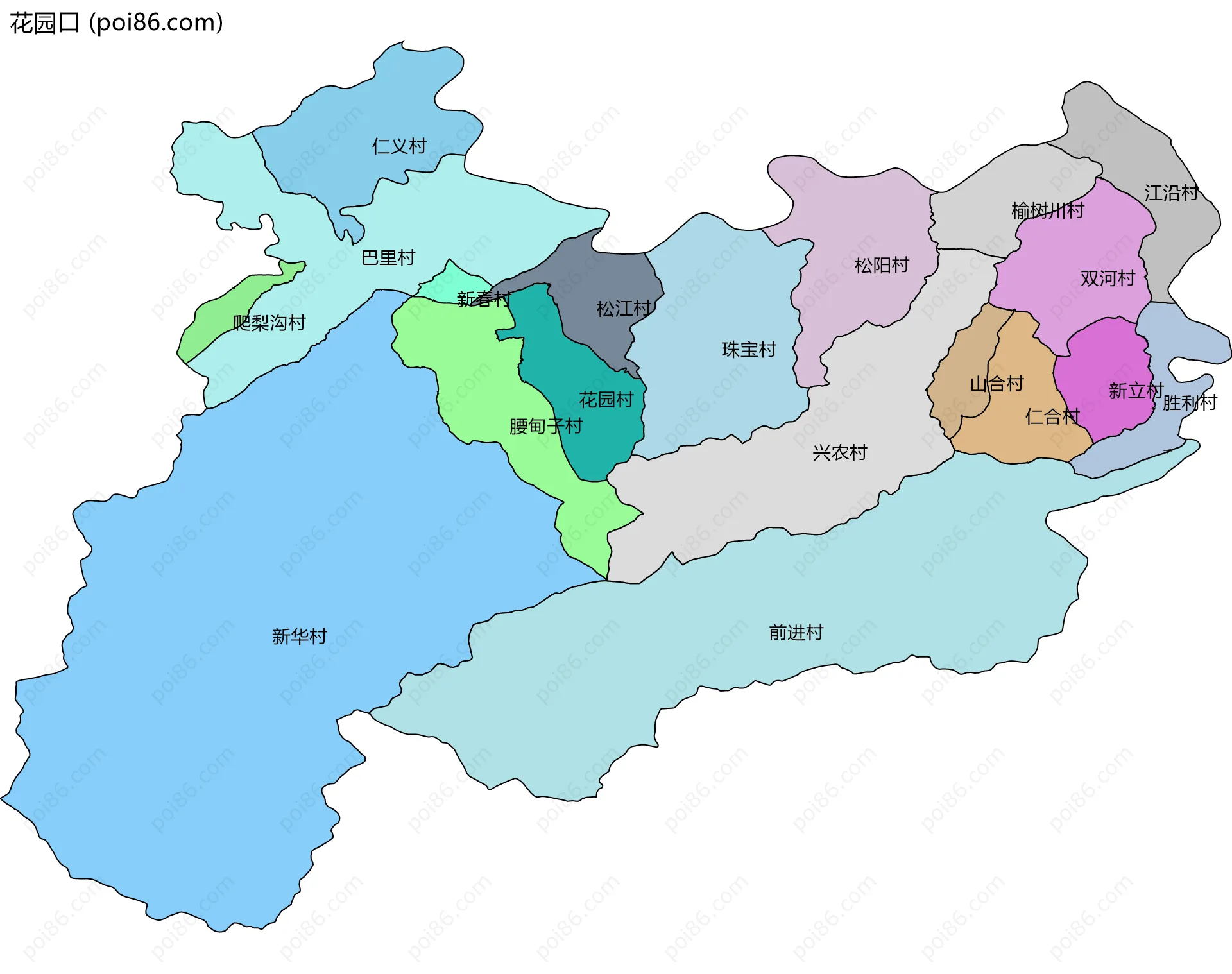 花园口边界地图(五级行政区划)