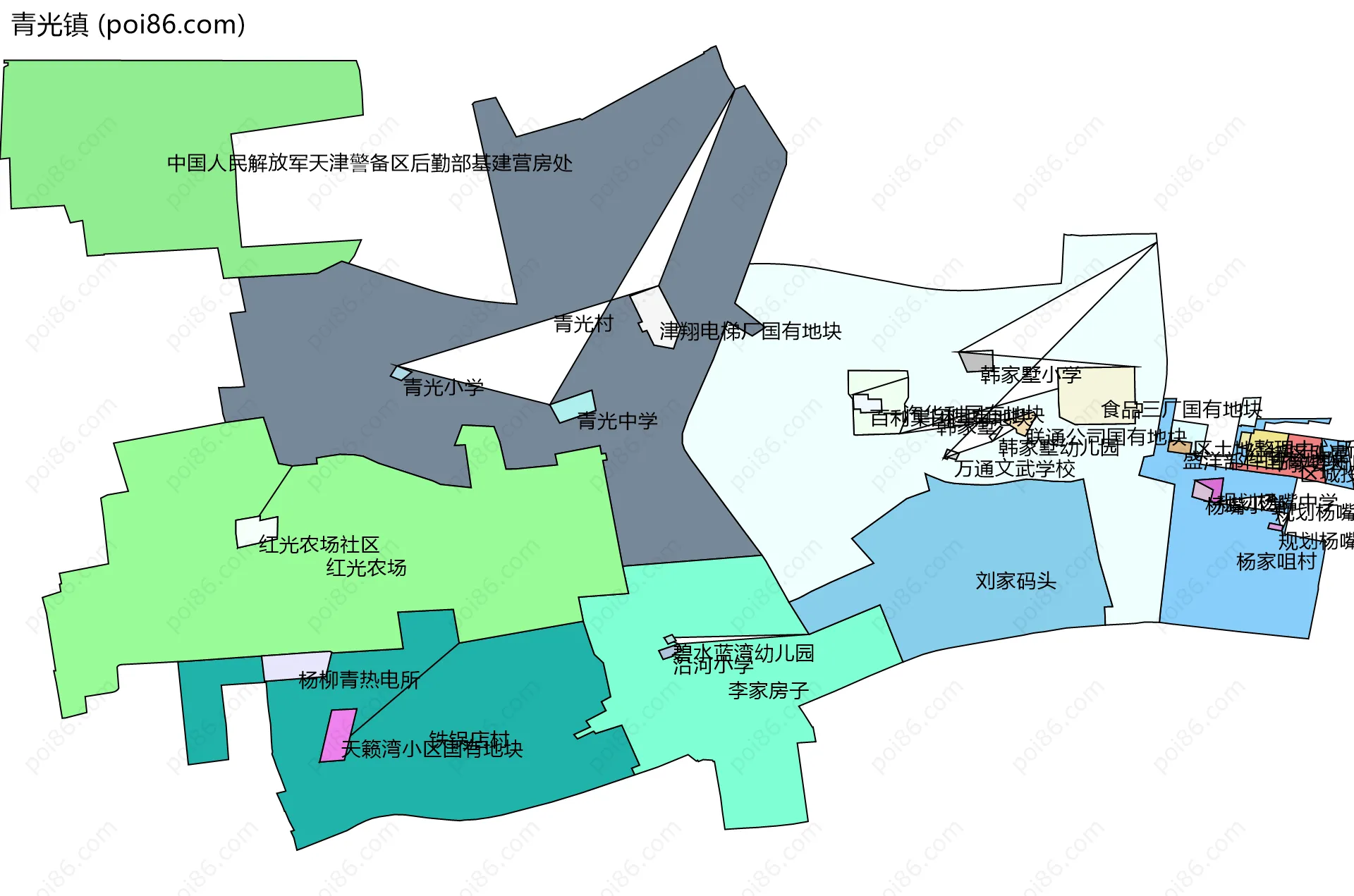 青光镇边界地图(五级行政区划)