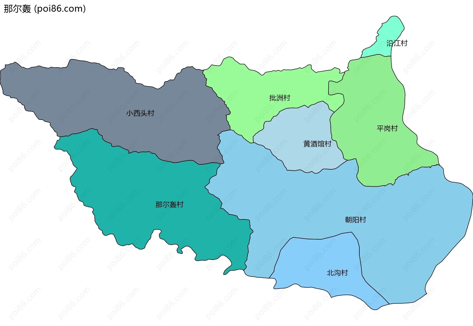 那尔轰边界地图(五级行政区划)