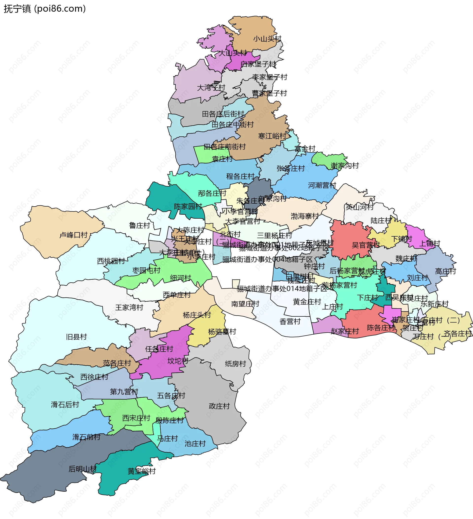 抚宁镇边界地图(五级行政区划)