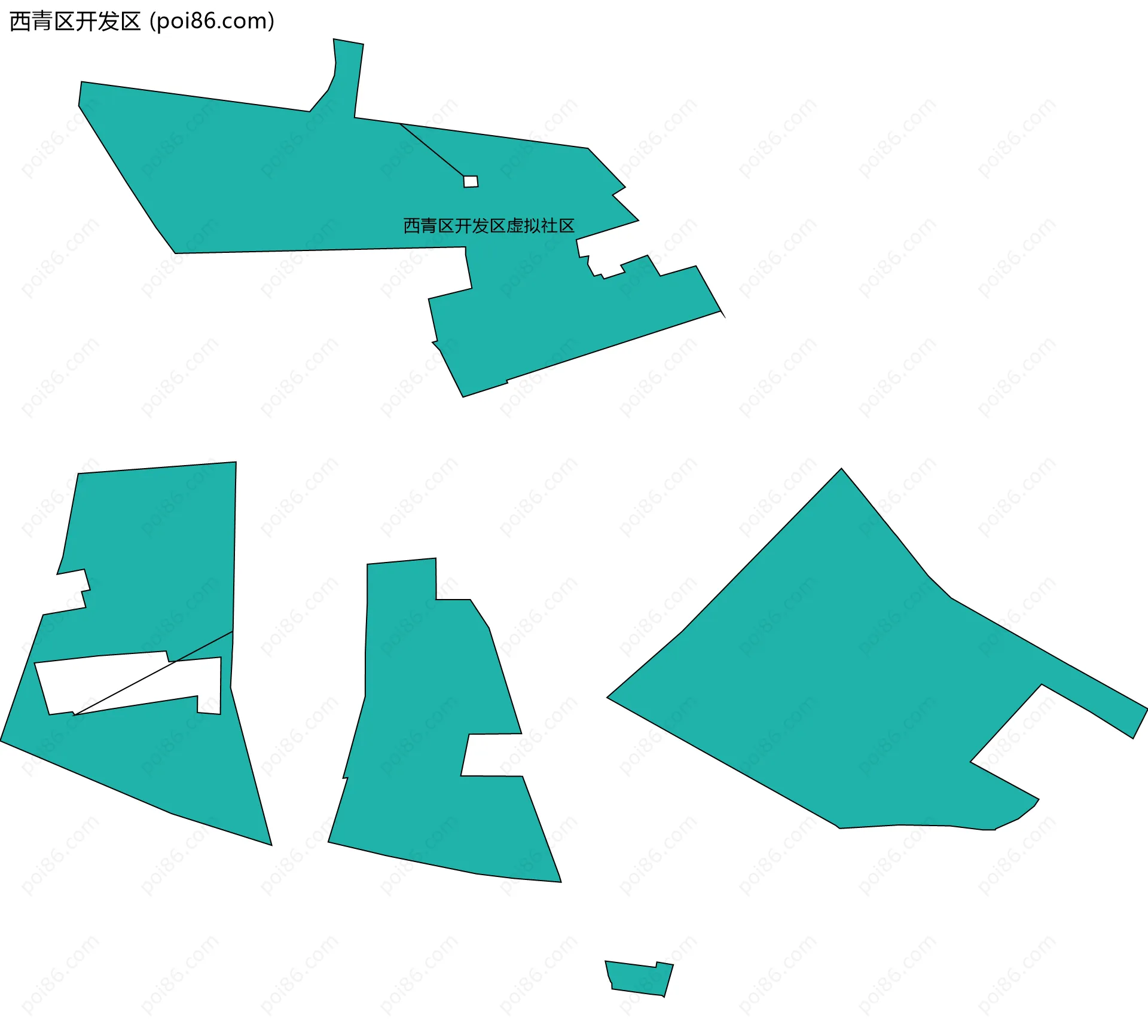 西青区开发区边界地图(五级行政区划)