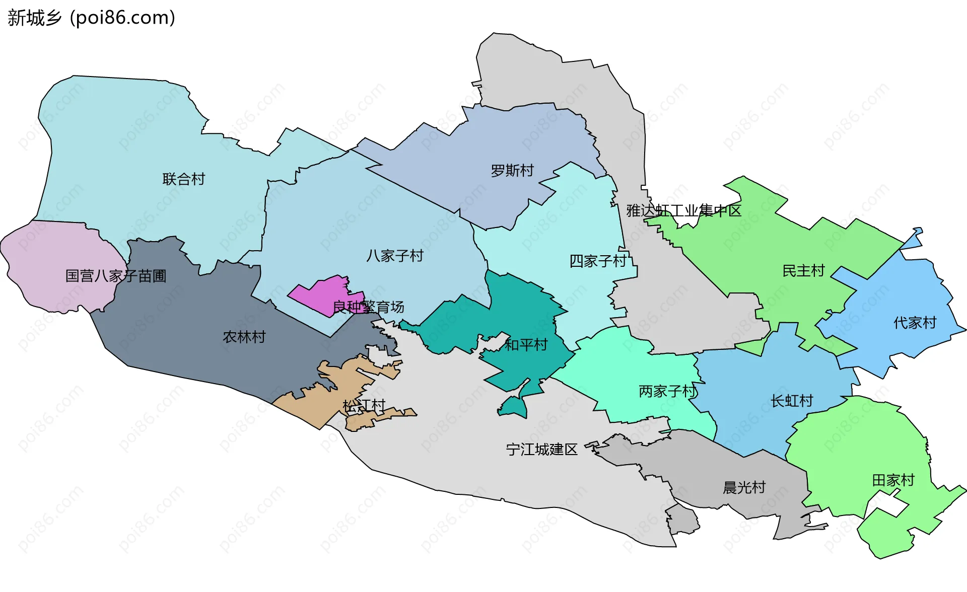 新城乡边界地图(五级行政区划)