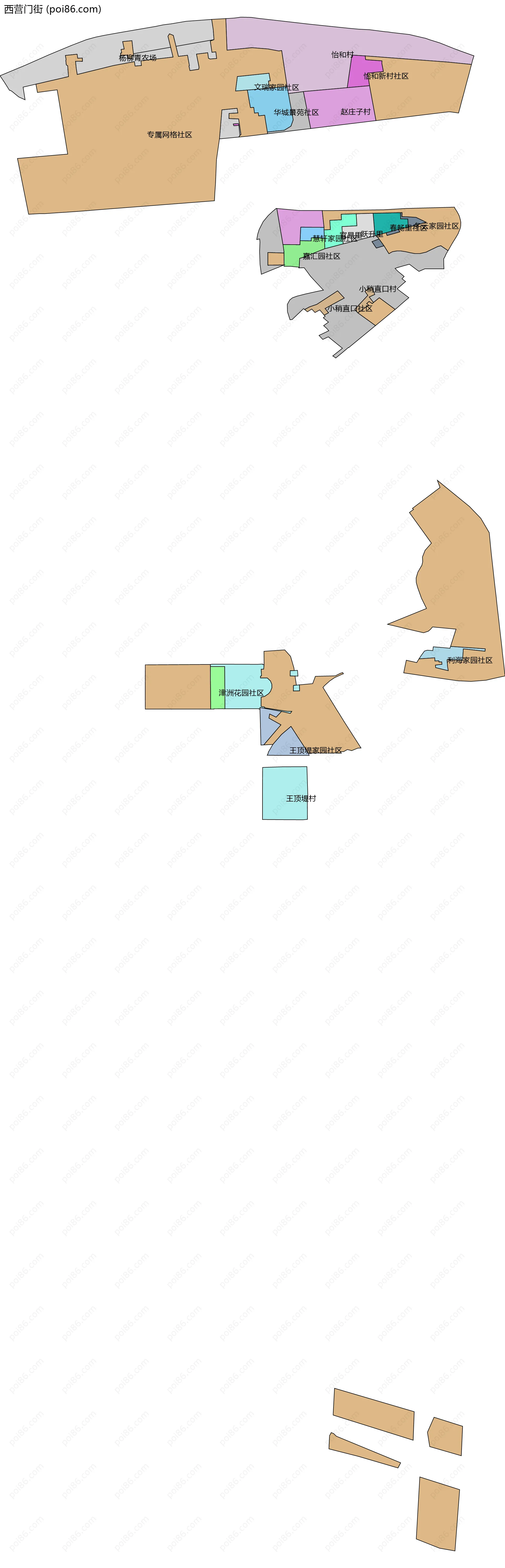 西营门街边界地图(五级行政区划)