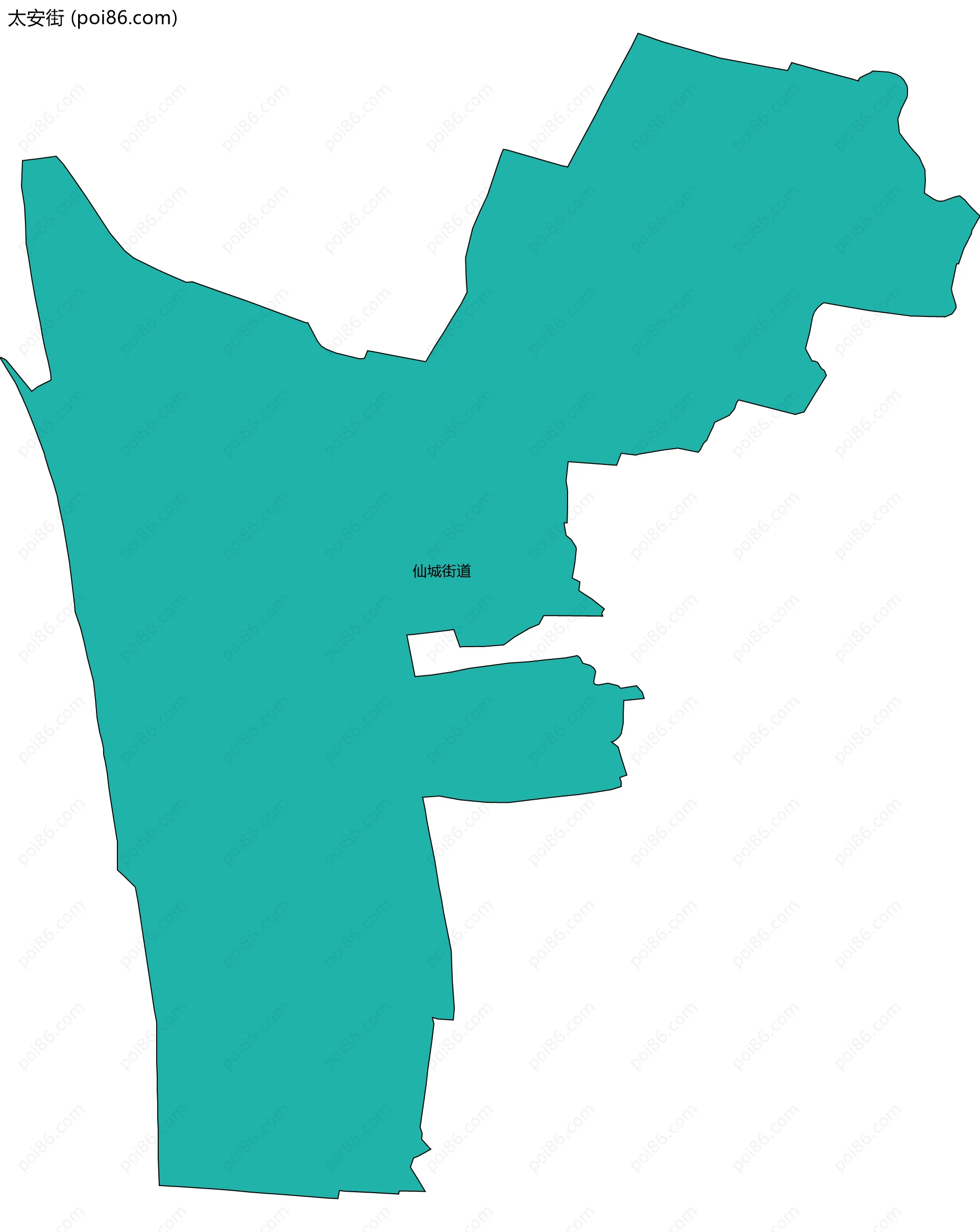 太安街边界地图(五级行政区划)