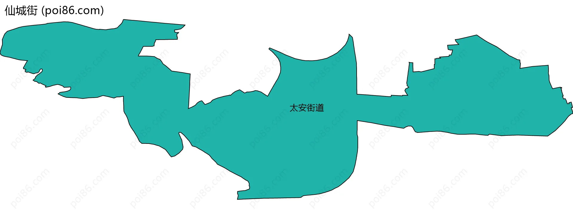 仙城街边界地图(五级行政区划)