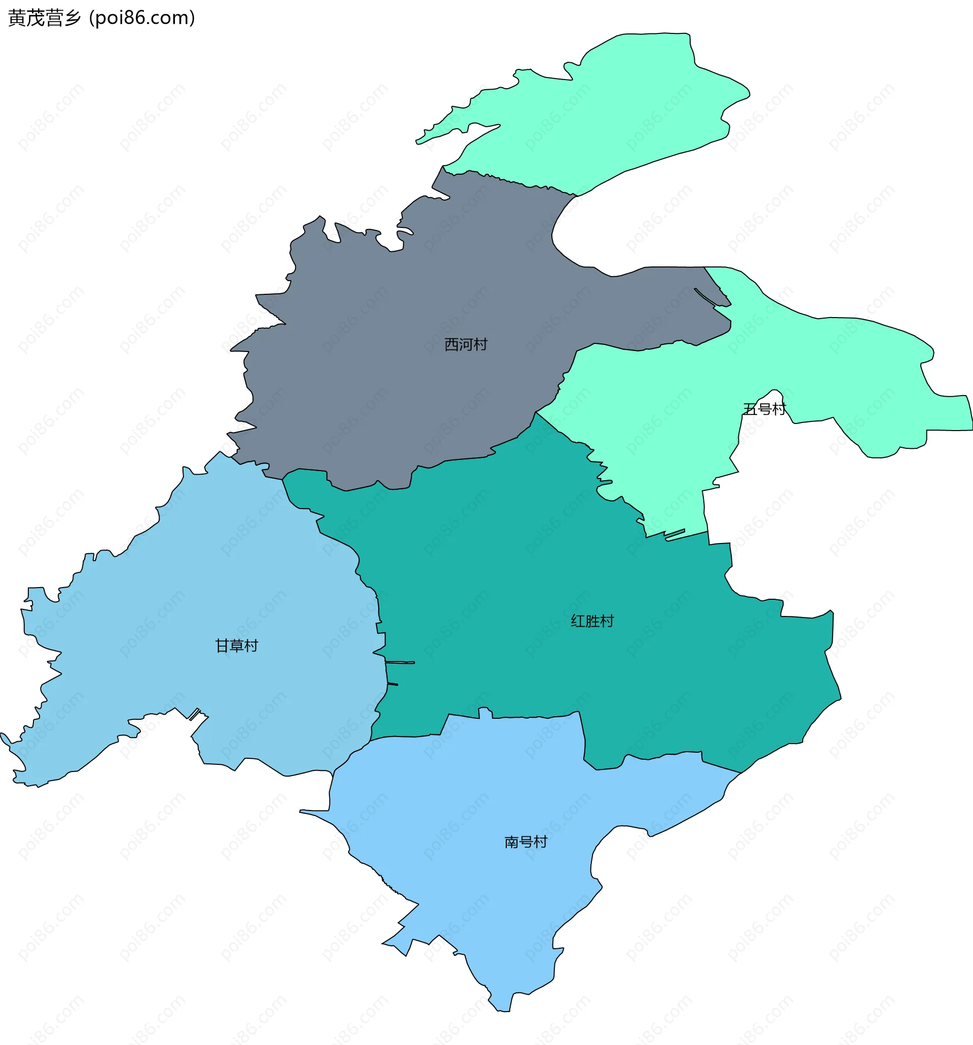 黄茂营乡边界地图(五级行政区划)