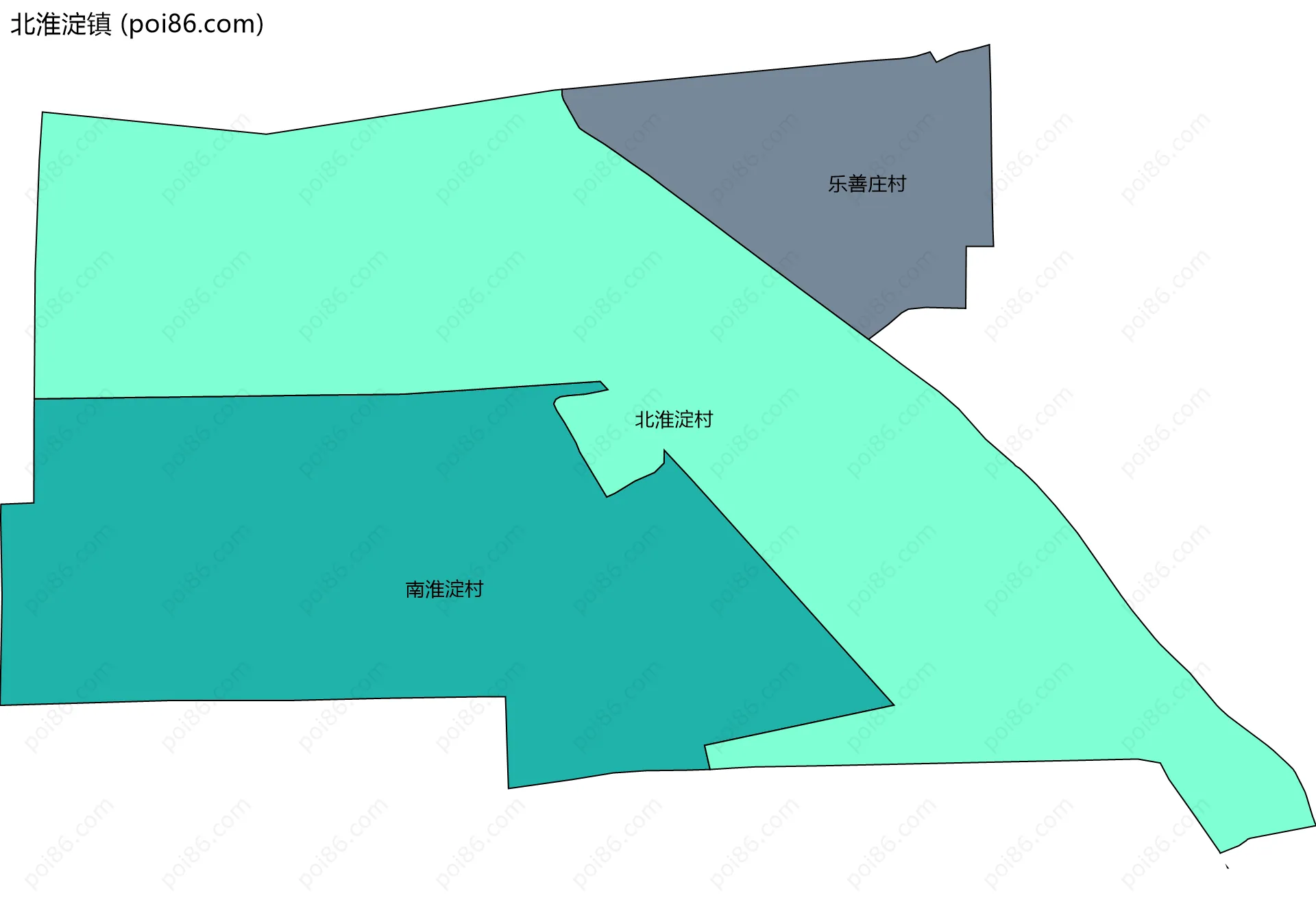 北淮淀镇边界地图(五级行政区划)