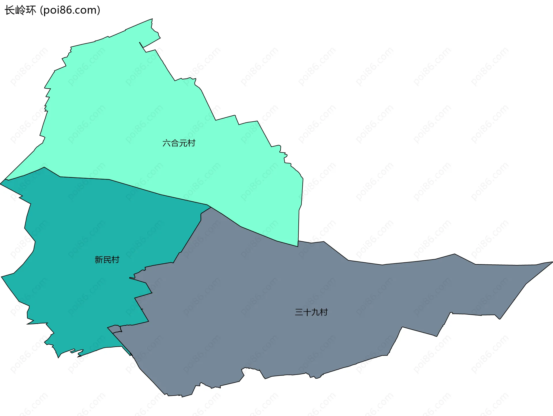 长岭环边界地图(五级行政区划)