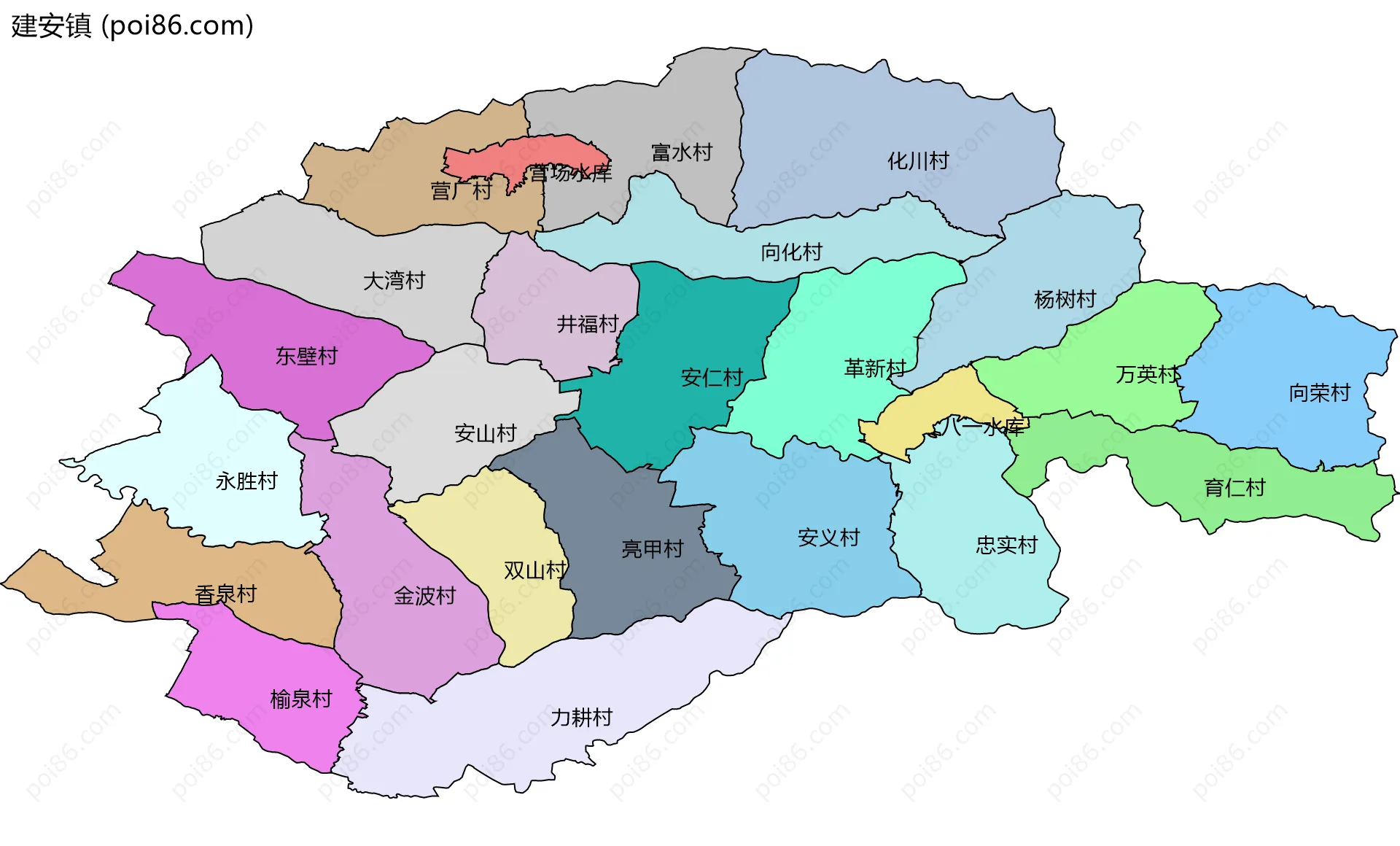 建安镇边界地图(五级行政区划)