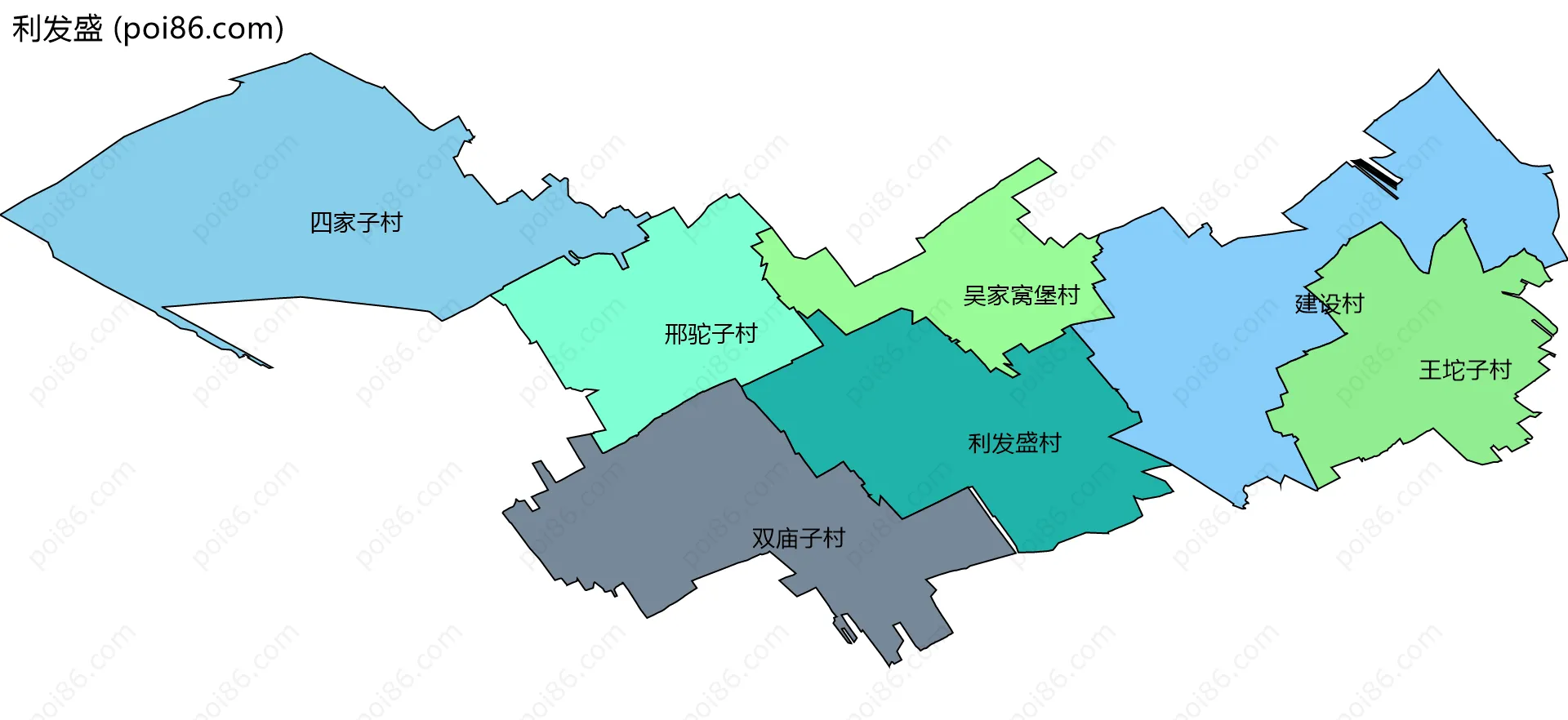 利发盛边界地图(五级行政区划)