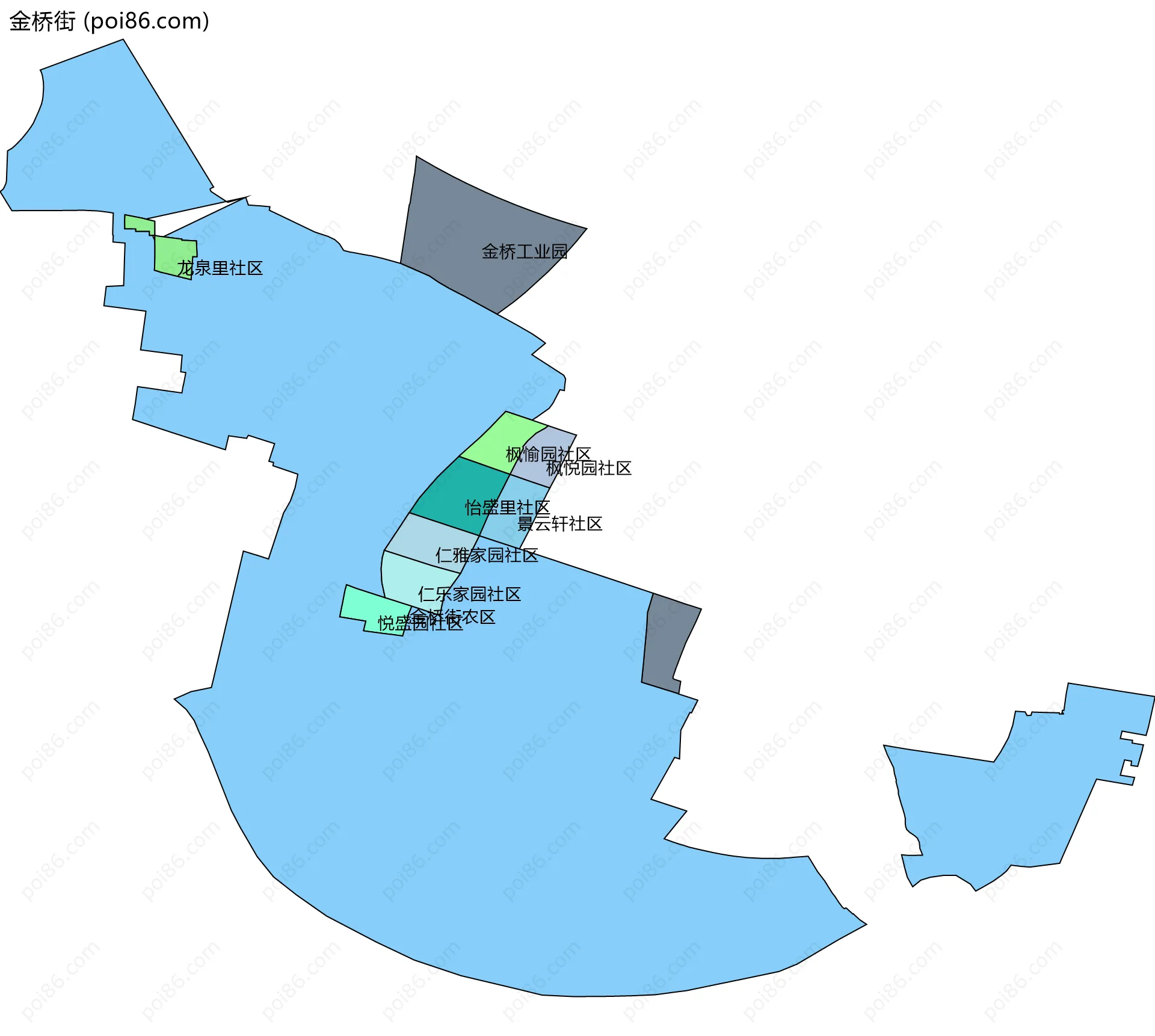 金桥街边界地图(五级行政区划)