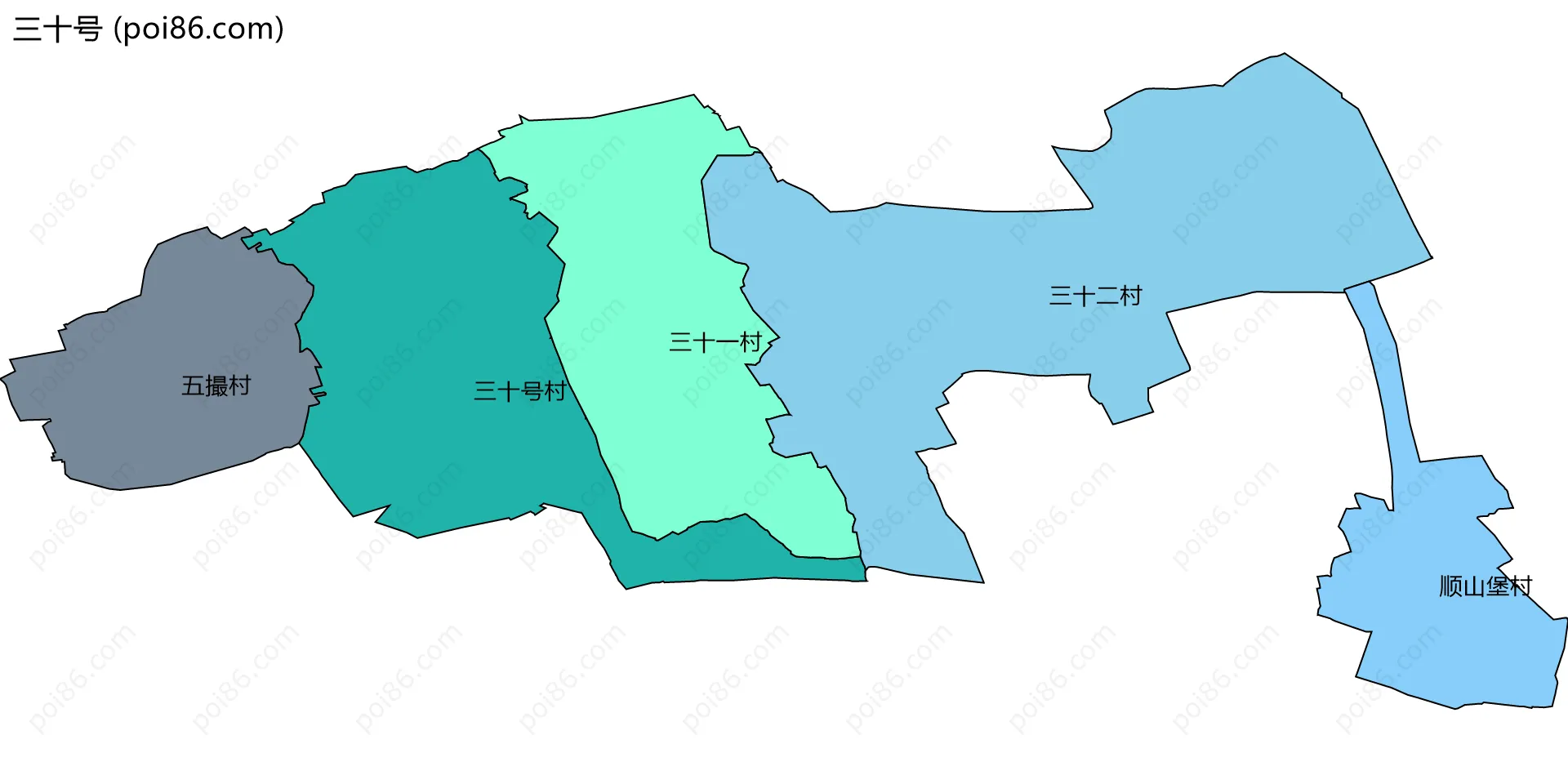 三十号边界地图(五级行政区划)