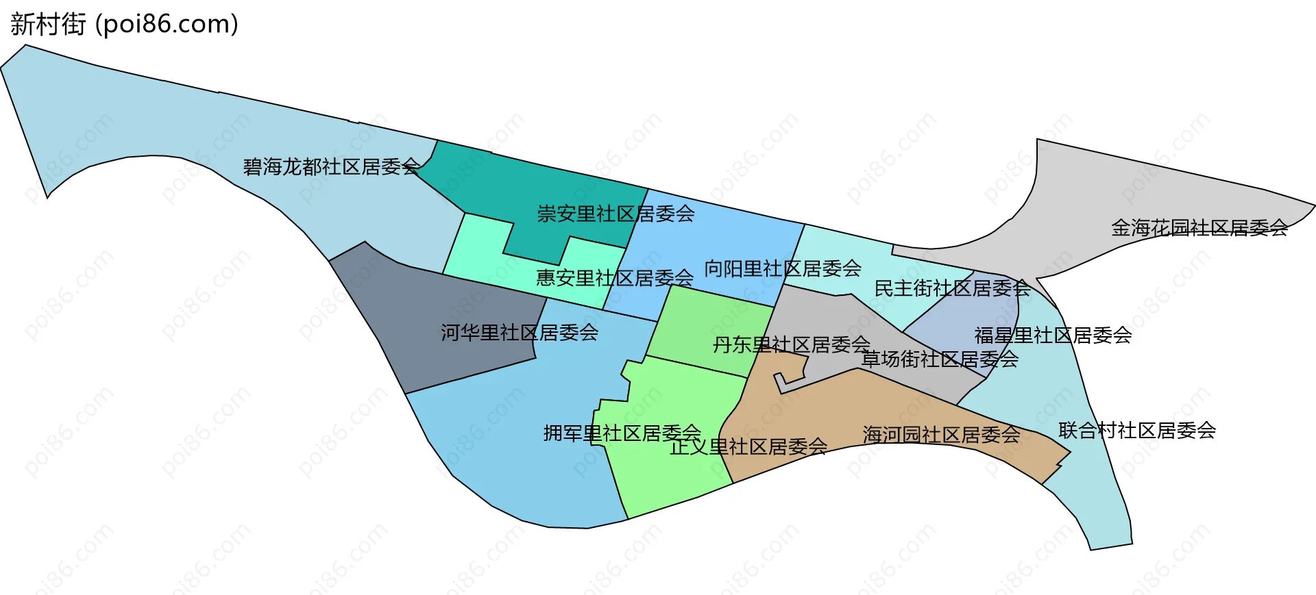 新村街边界地图(五级行政区划)