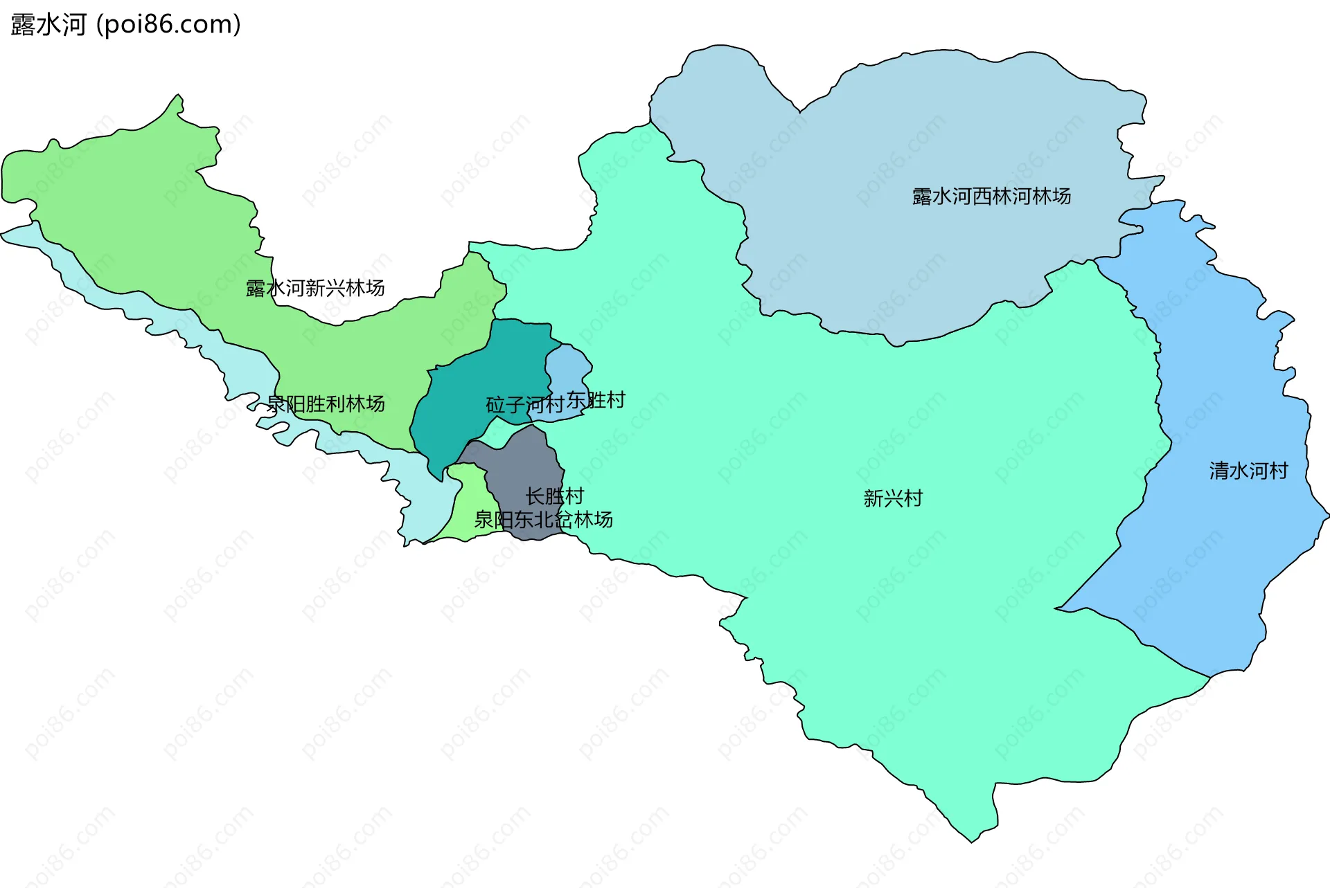 露水河边界地图(五级行政区划)