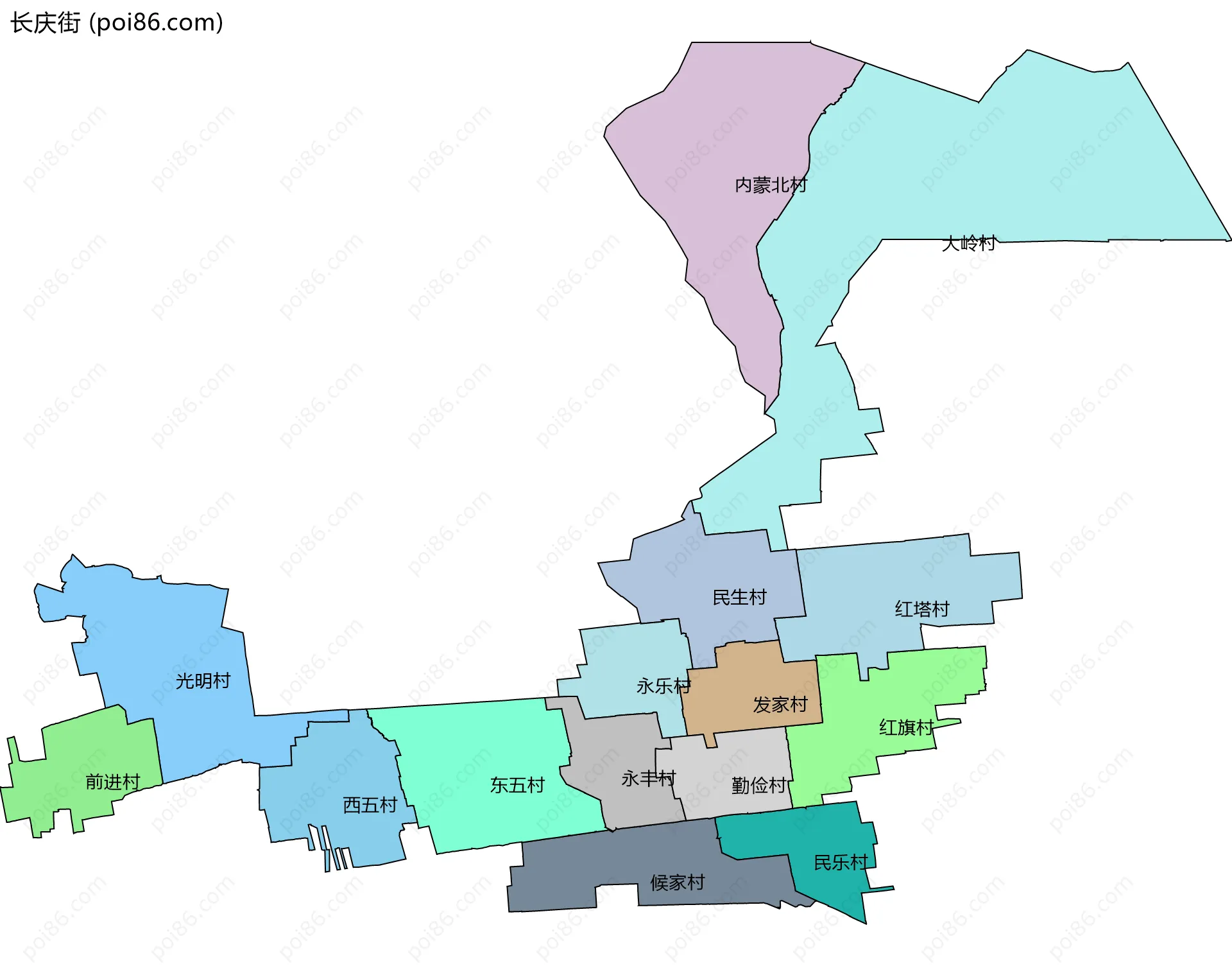 长庆街边界地图(五级行政区划)