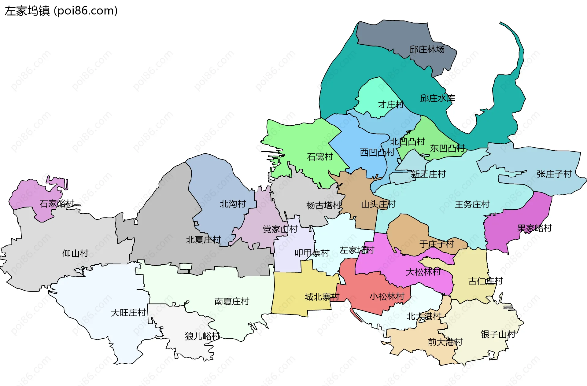 左家坞镇边界地图(五级行政区划)
