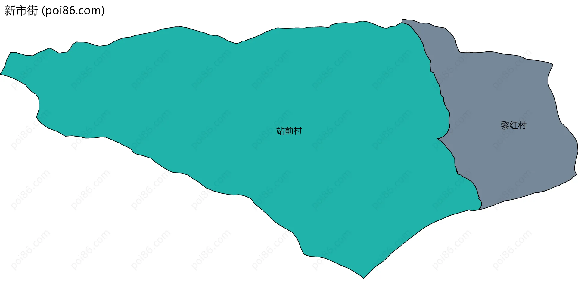 新市街边界地图(五级行政区划)