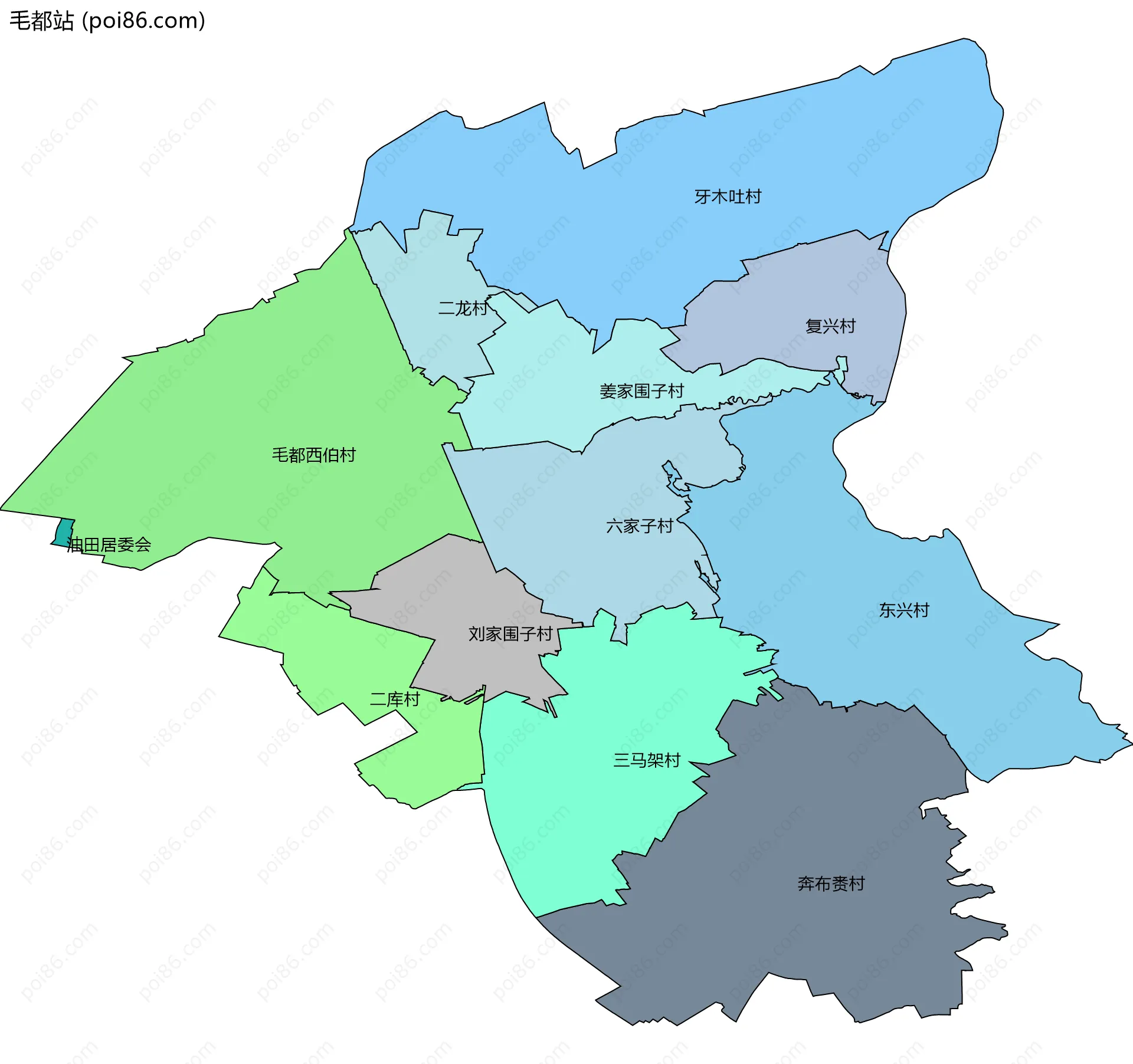 毛都站边界地图(五级行政区划)