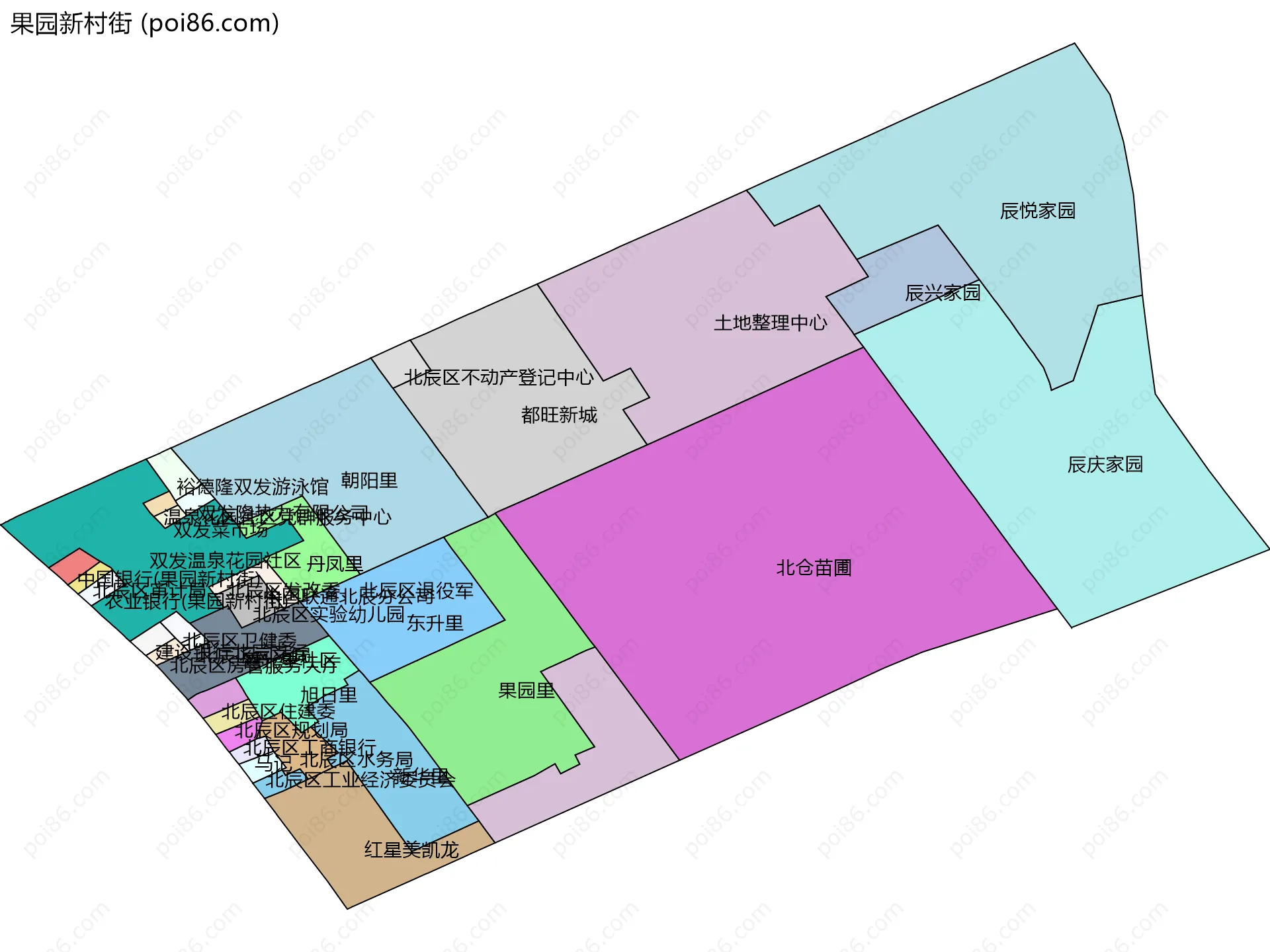 果园新村街边界地图(五级行政区划)