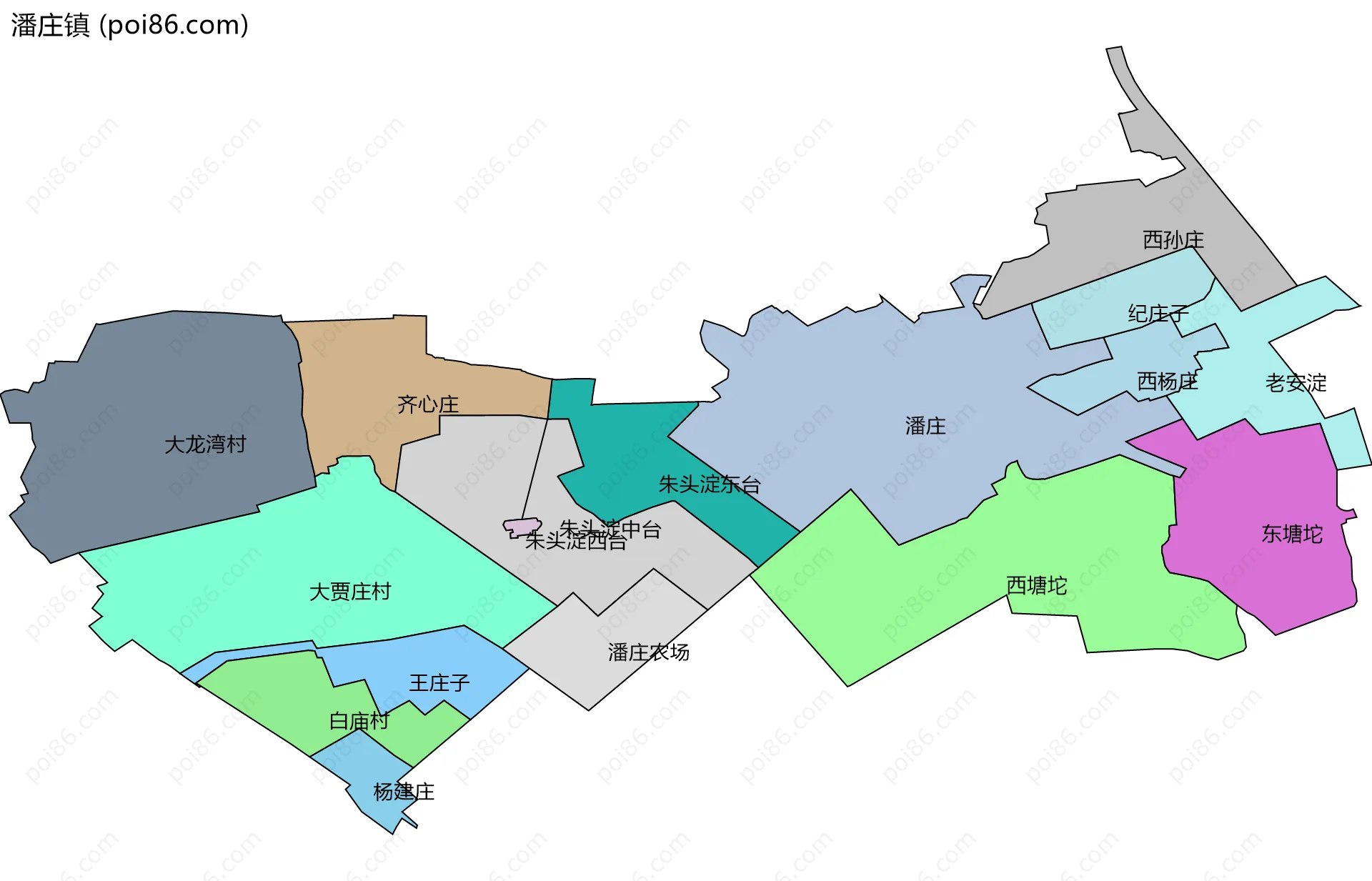 潘庄镇边界地图(五级行政区划)