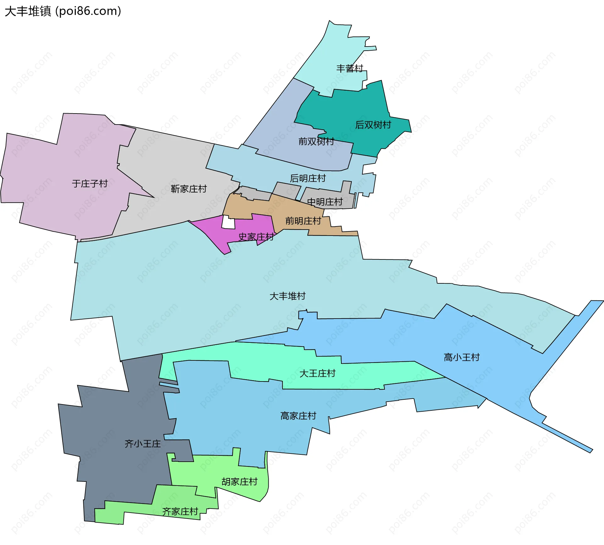 大丰堆镇边界地图(五级行政区划)