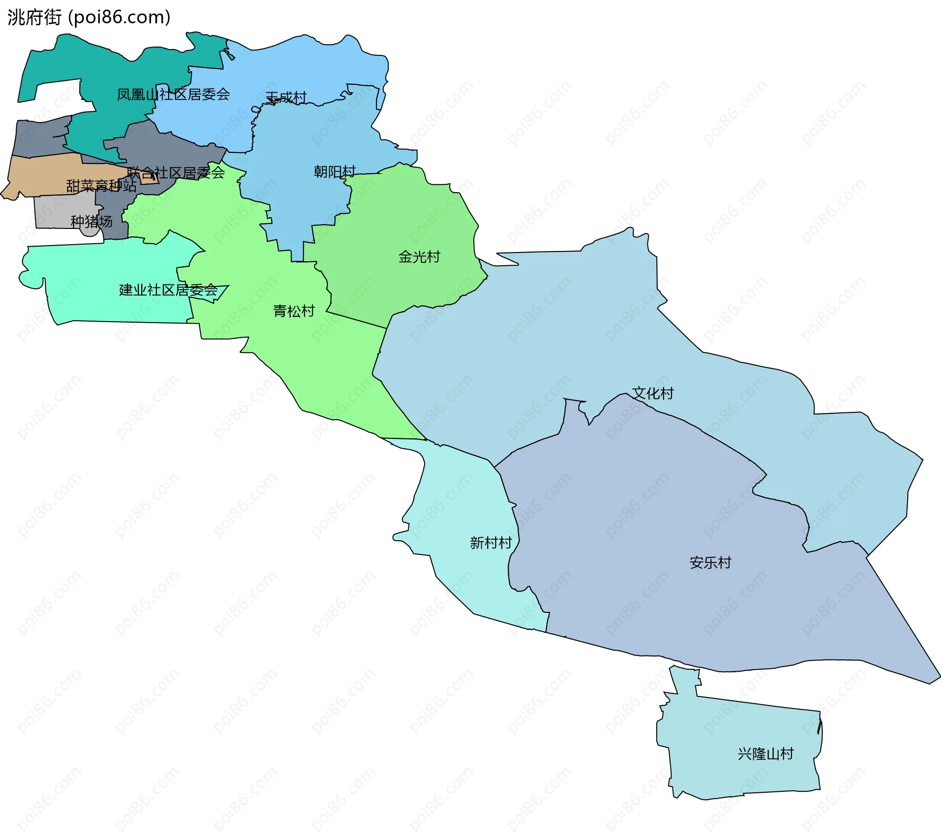 洮府街边界地图(五级行政区划)