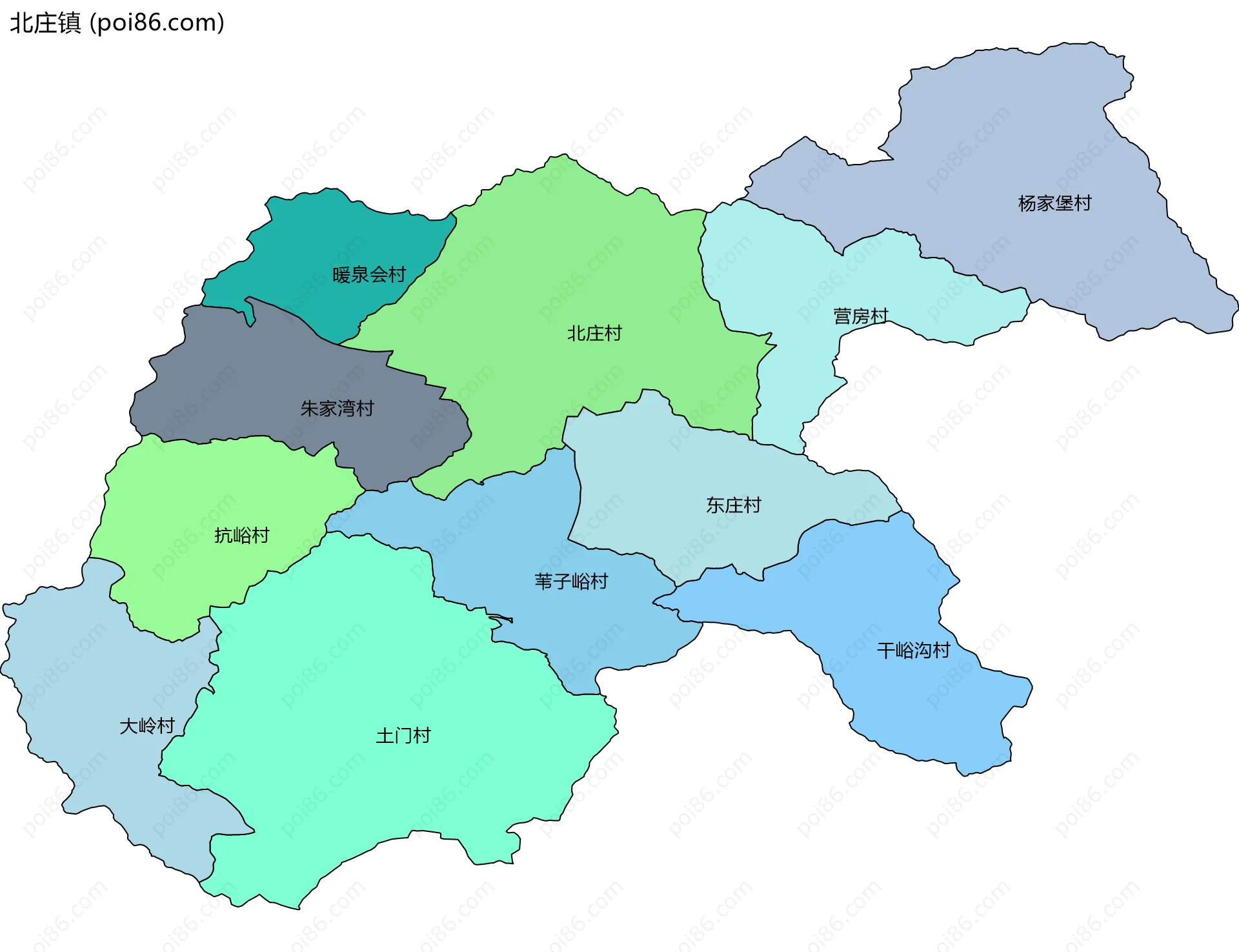 北庄镇边界地图(五级行政区划)