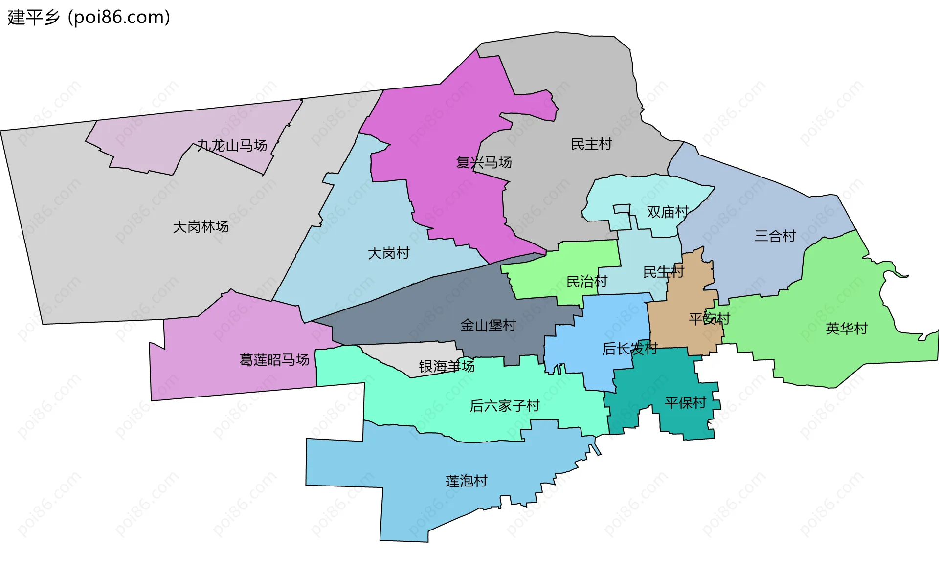 建平乡边界地图(五级行政区划)