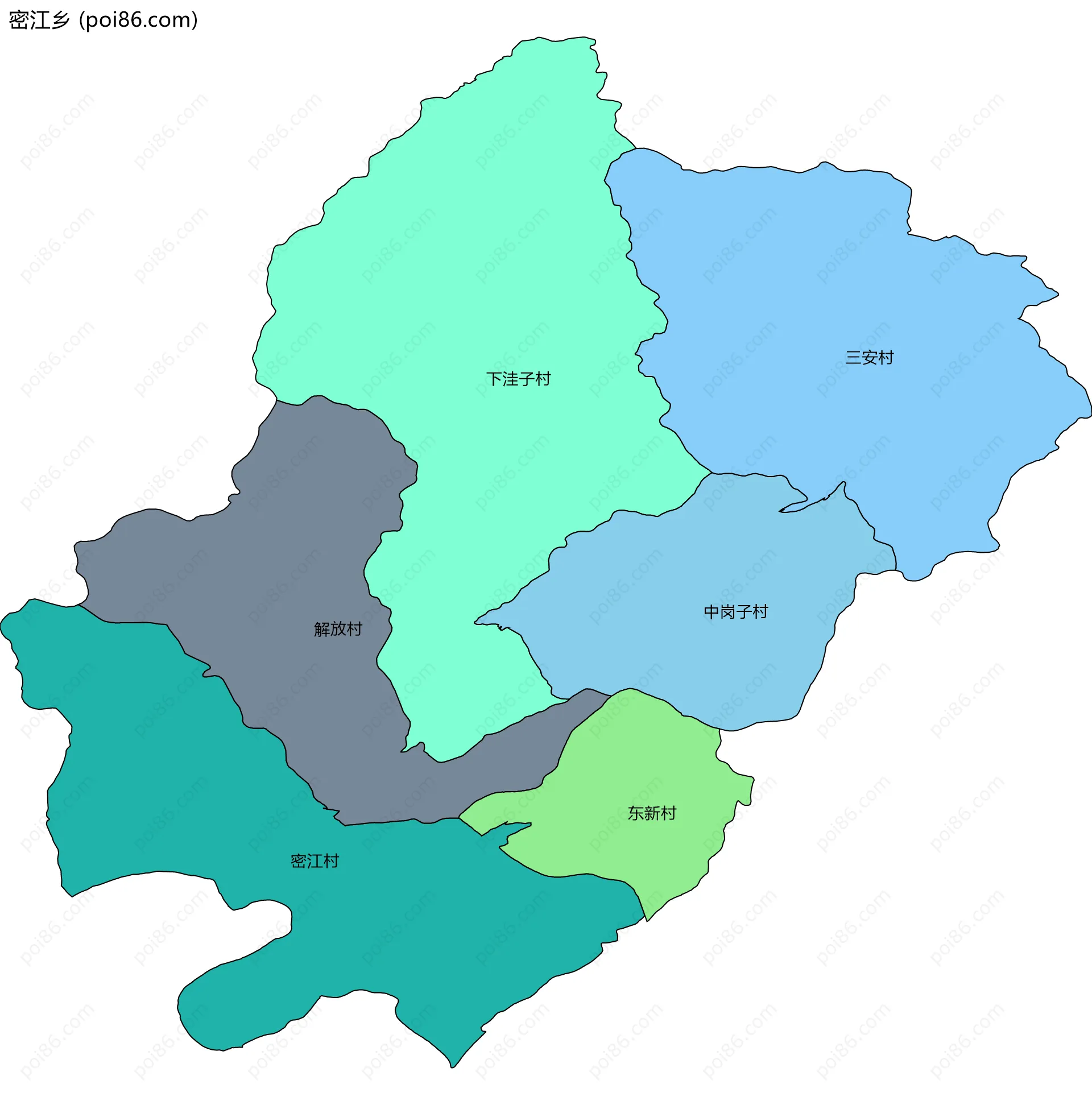 密江乡边界地图(五级行政区划)