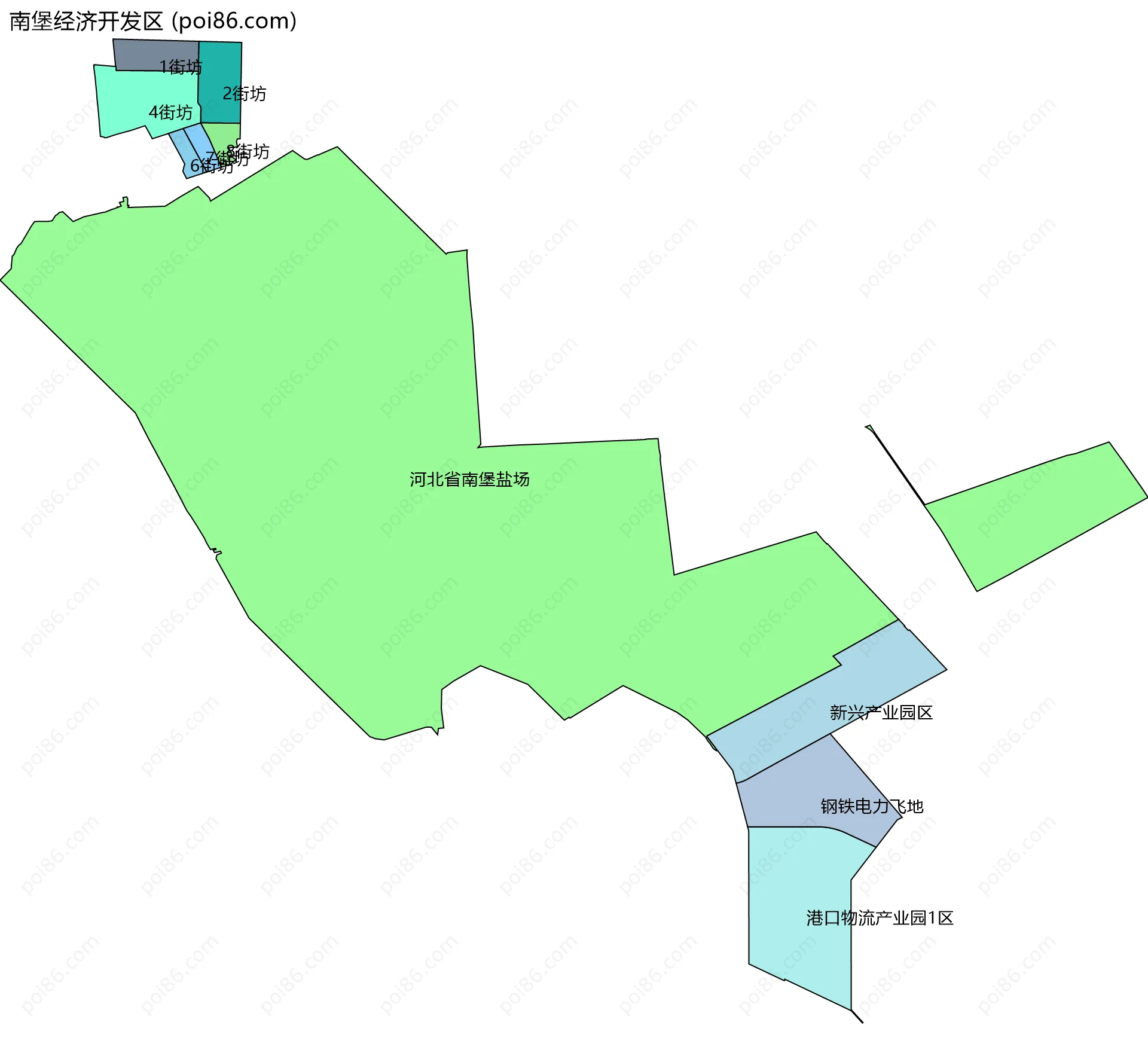 南堡经济开发区边界地图(五级行政区划)