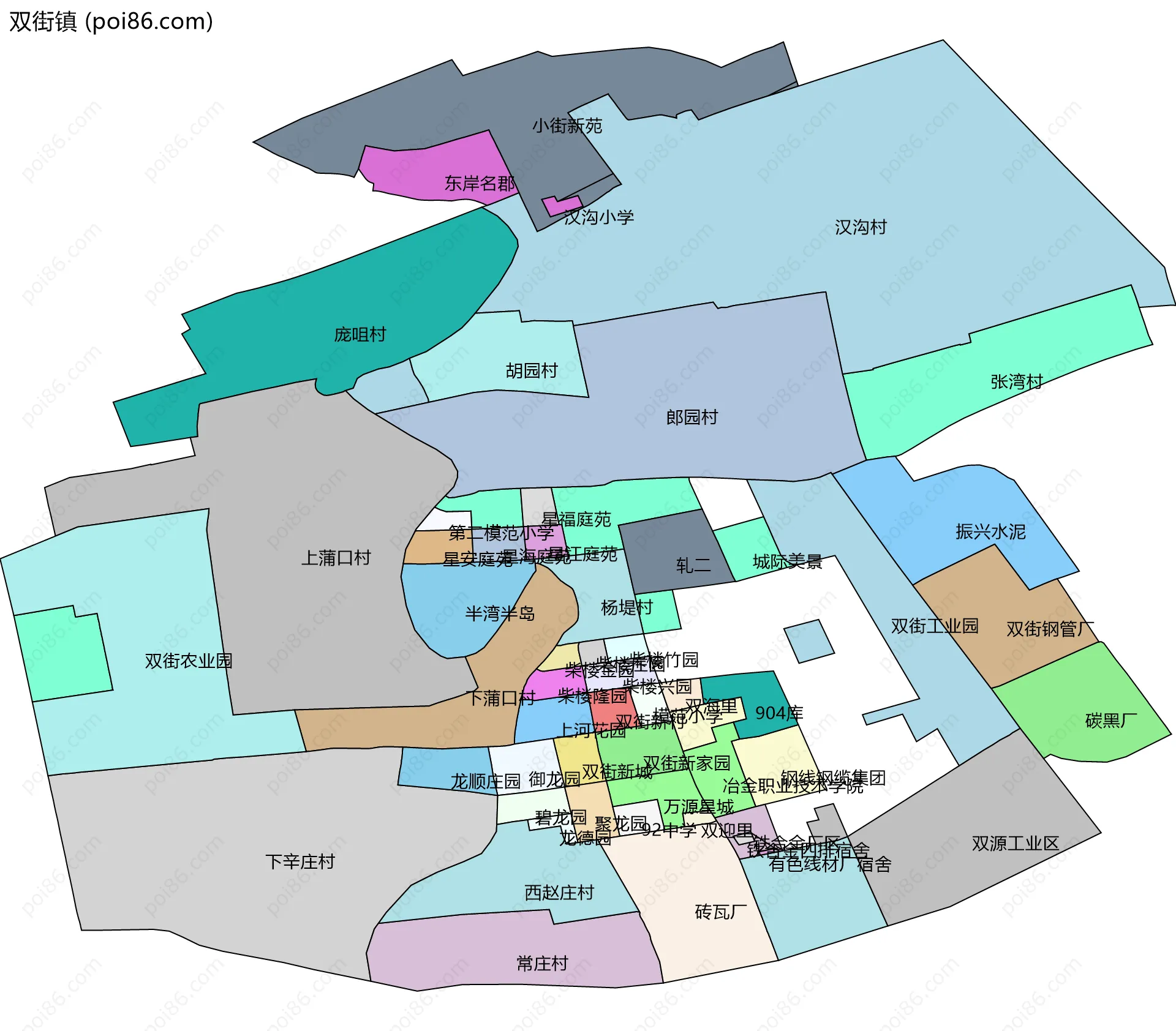 双街镇边界地图(五级行政区划)