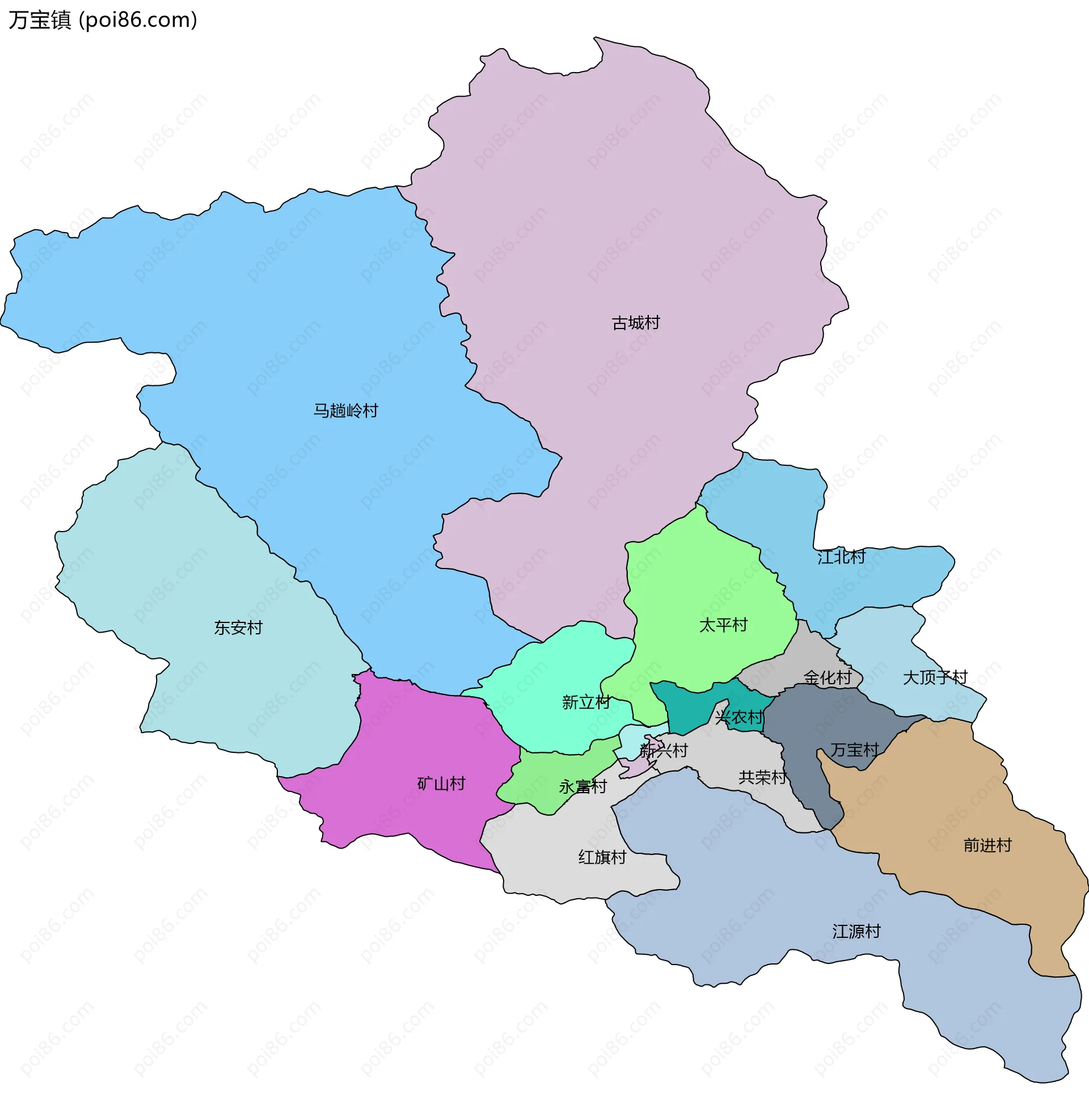 万宝镇边界地图(五级行政区划)