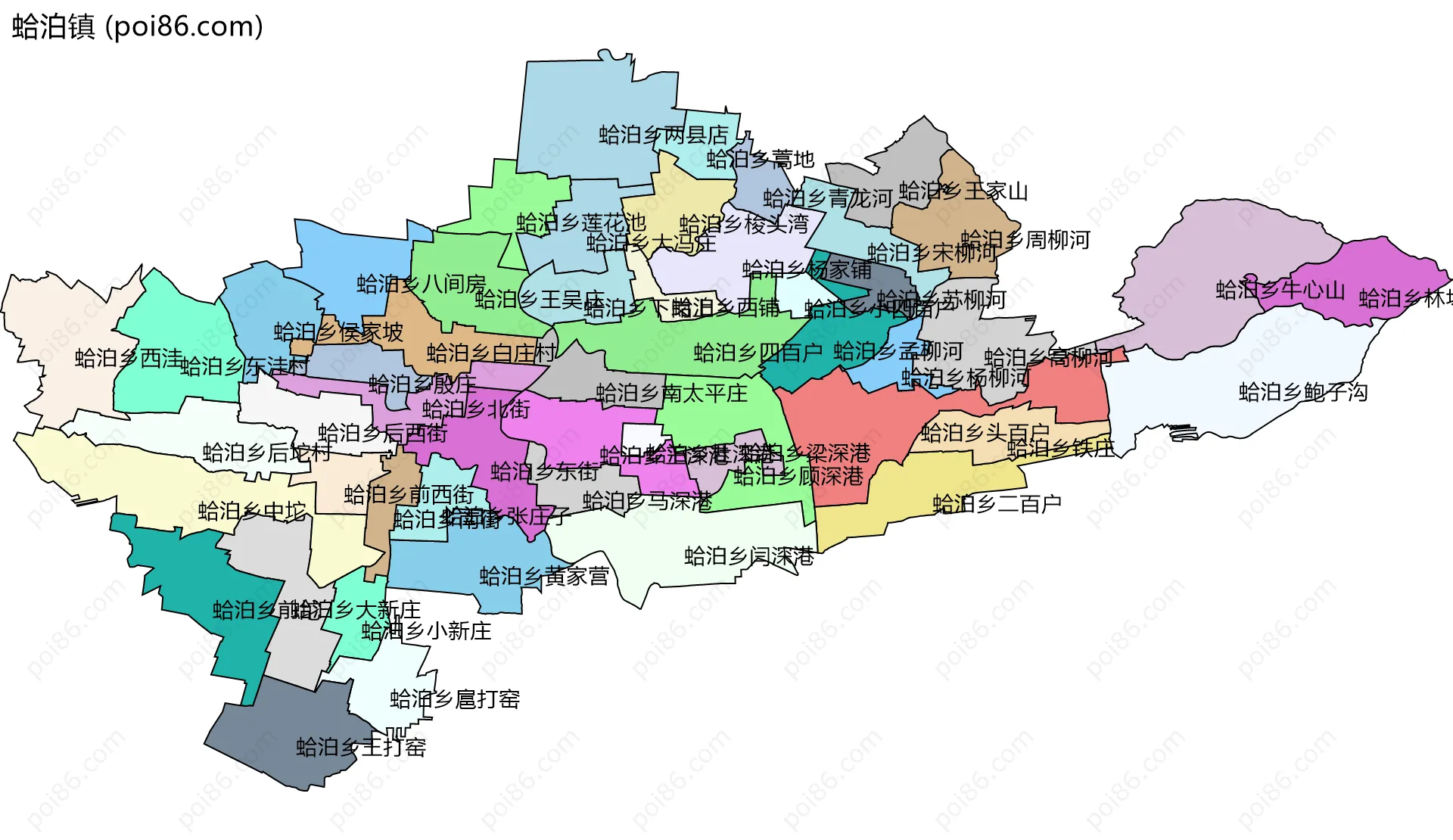 蛤泊镇边界地图(五级行政区划)